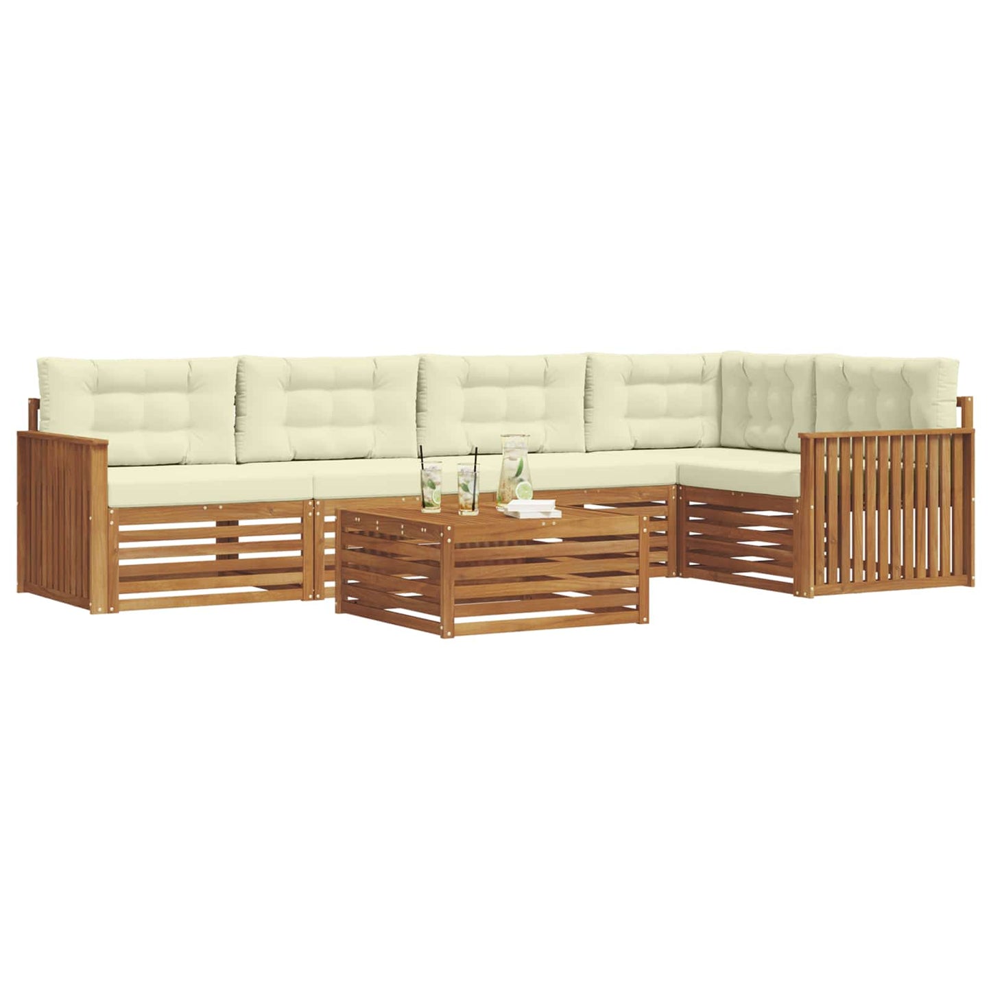 Outdoor-Sofagarnitur mit Kissen 6 pcs Natur und Creme