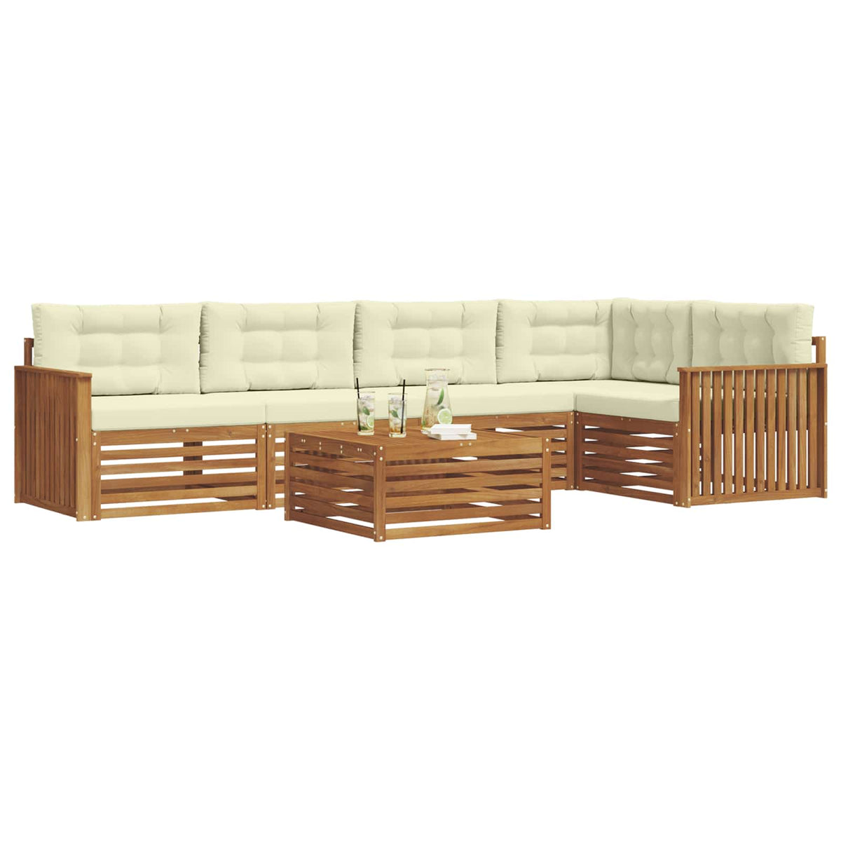 Outdoor-Sofagarnitur 6 stk. Natur und Creme