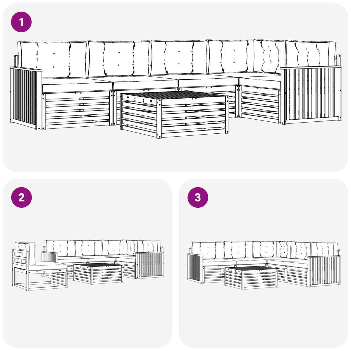 Outdoor-Sofagarnitur 6 stk. Natur und Creme