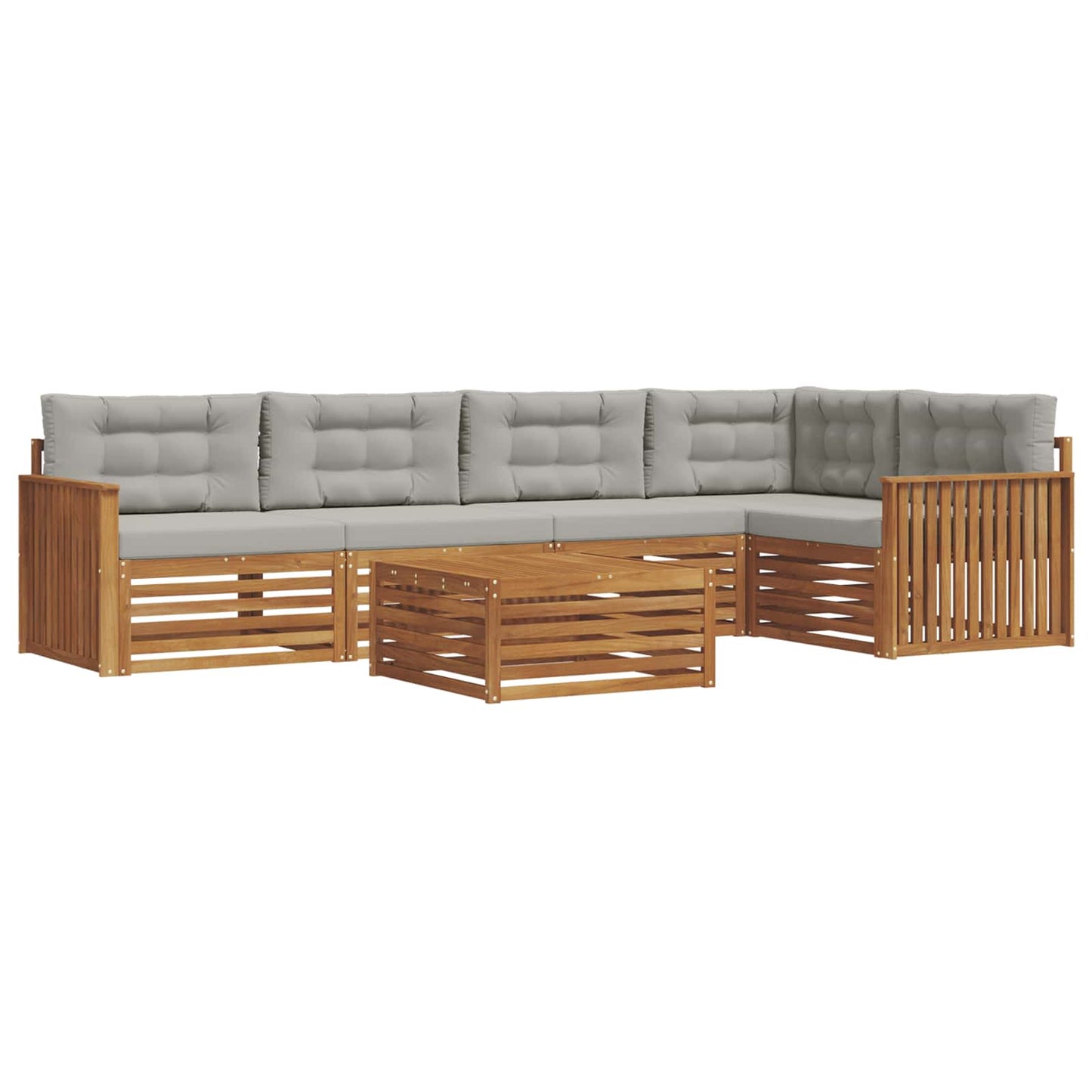 Outdoor-Sofagarnitur mit Kissen 6 pcs Natürlich und Hellgrau