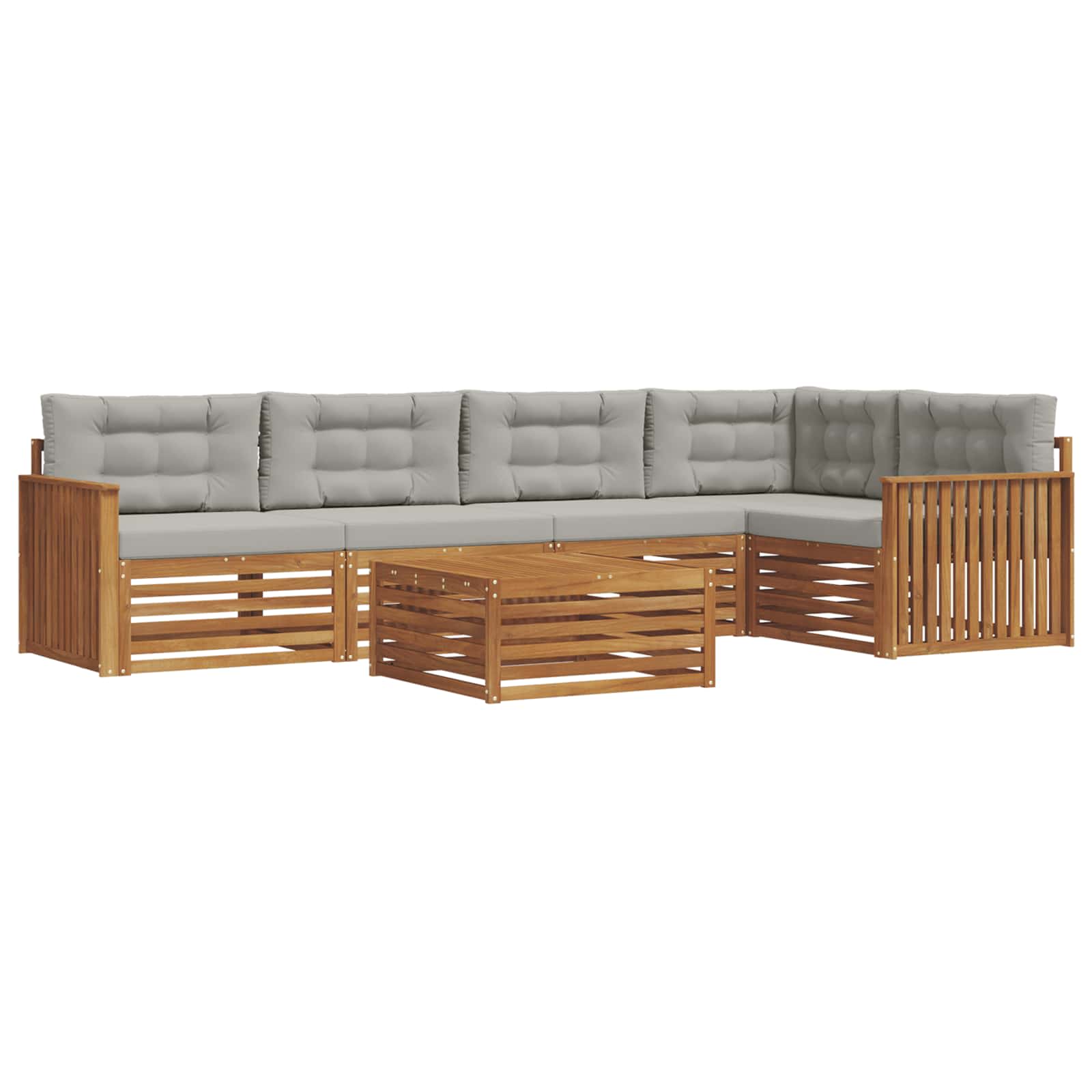 Outdoor-Sofagarnitur mit Kissen 6 pcs Natürlich und Hellgrau
