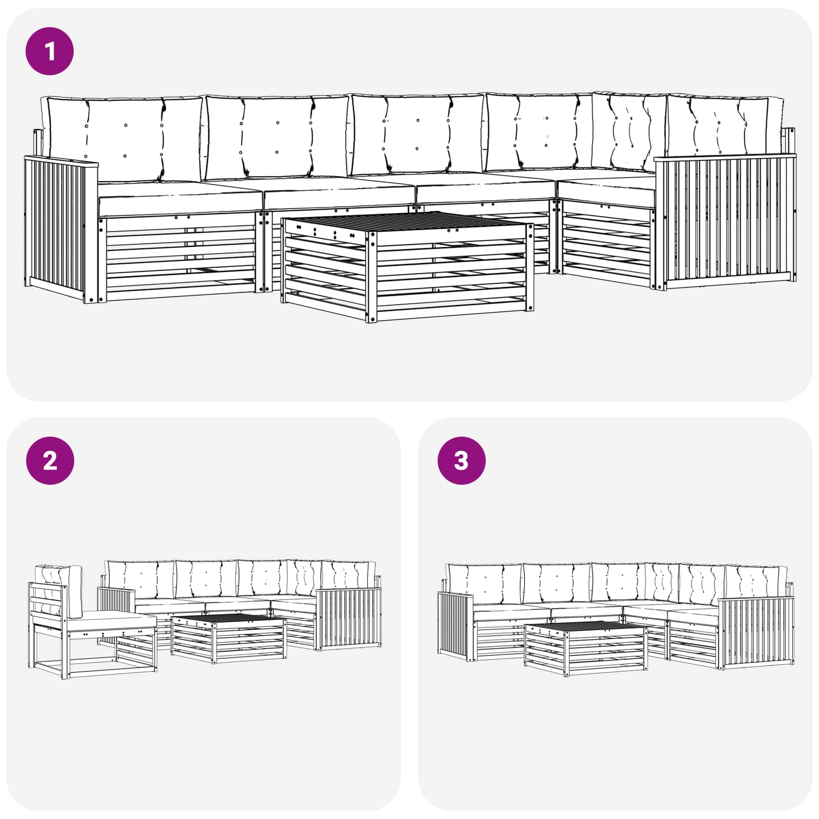 Outdoor-Sofagarnitur mit Kissen 6 pcs Natürlich und Hellgrau