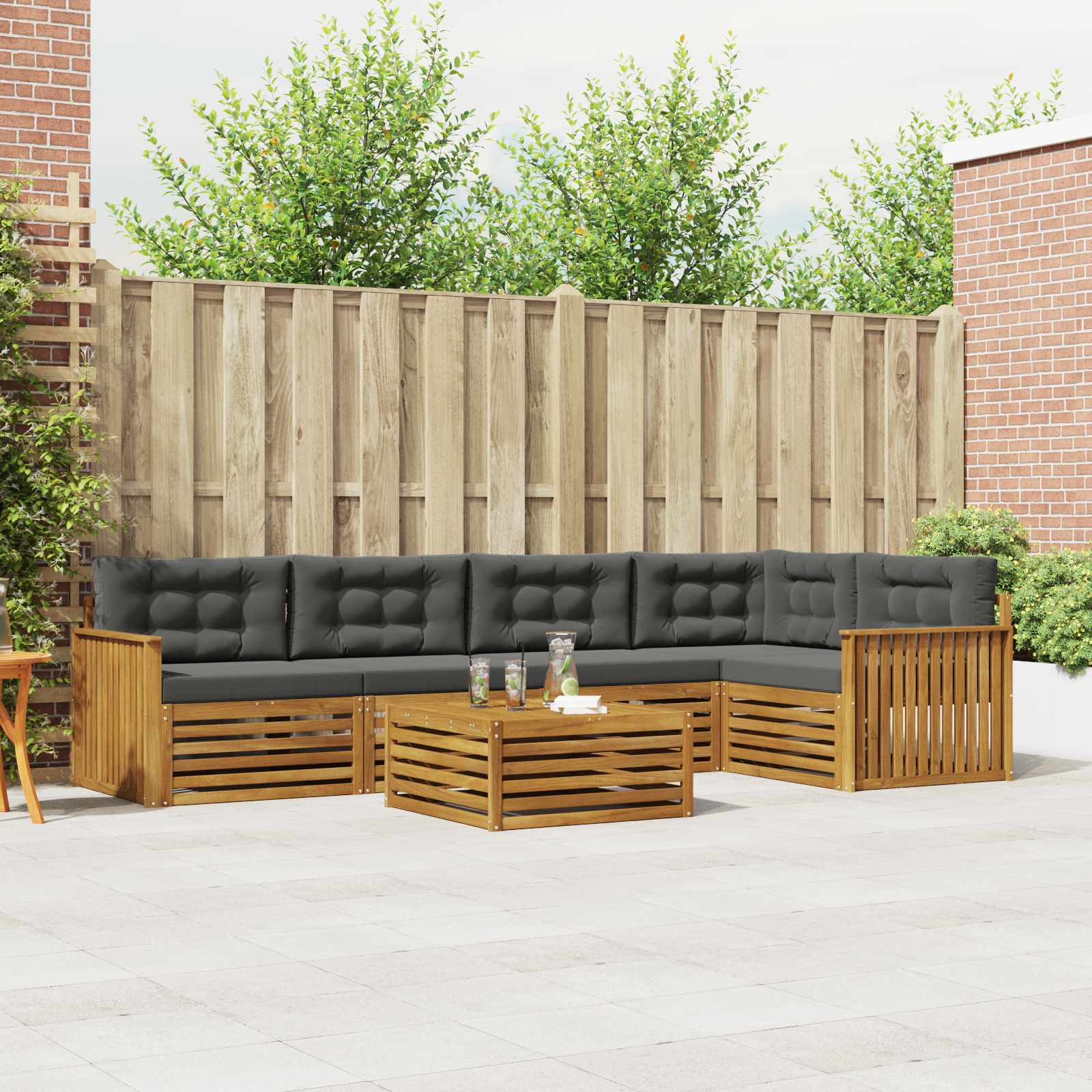 Outdoor-Sofagarnitur 6 stk. Natur und Anthrazit