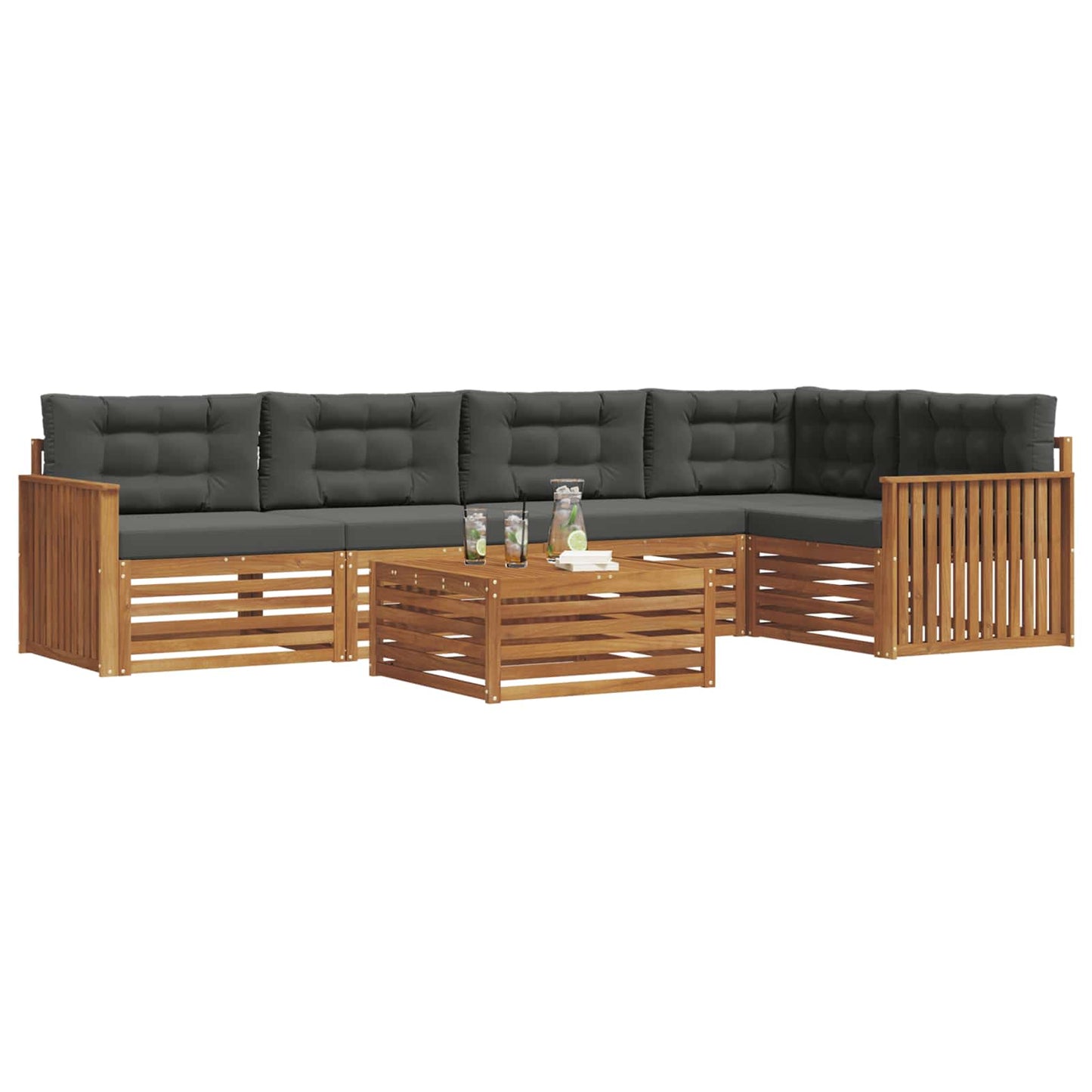 Outdoor-Sofagarnitur 6 stk. Natur und Anthrazit
