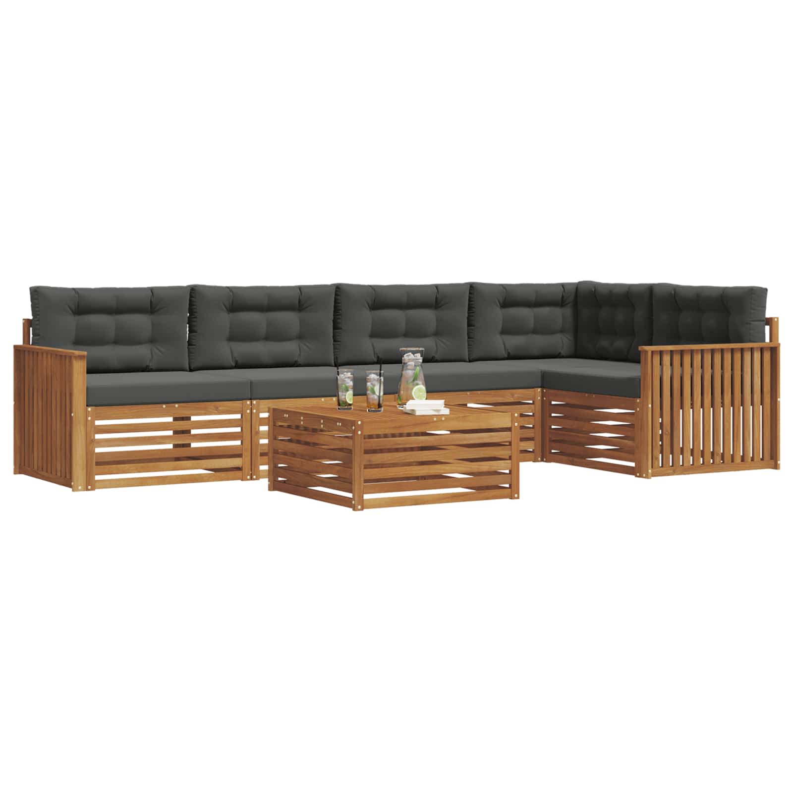 Outdoor-Sofagarnitur 6 stk. Natur und Anthrazit
