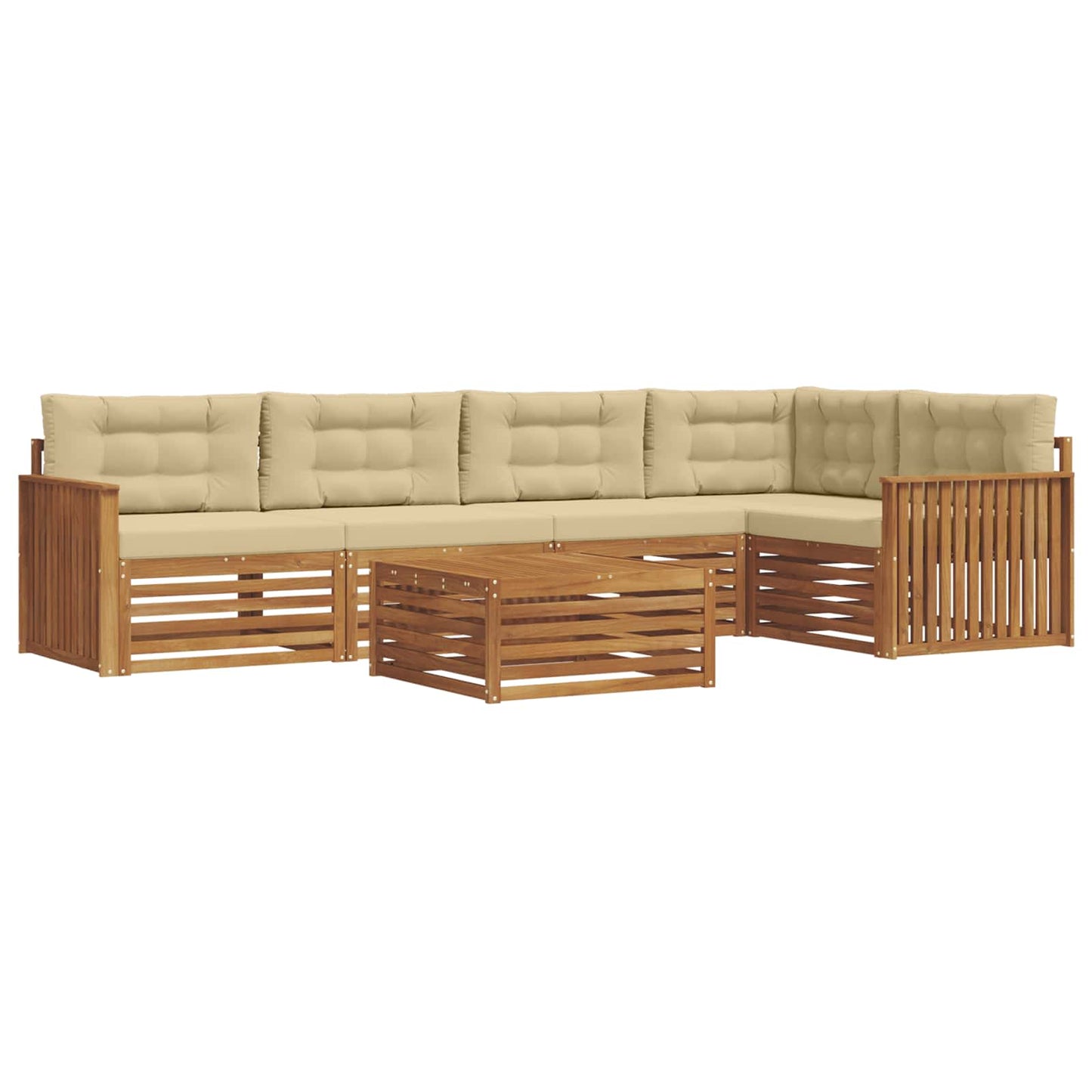 Outdoor-Sofagarnitur mit Kissen 6 pcs Natur und Beige