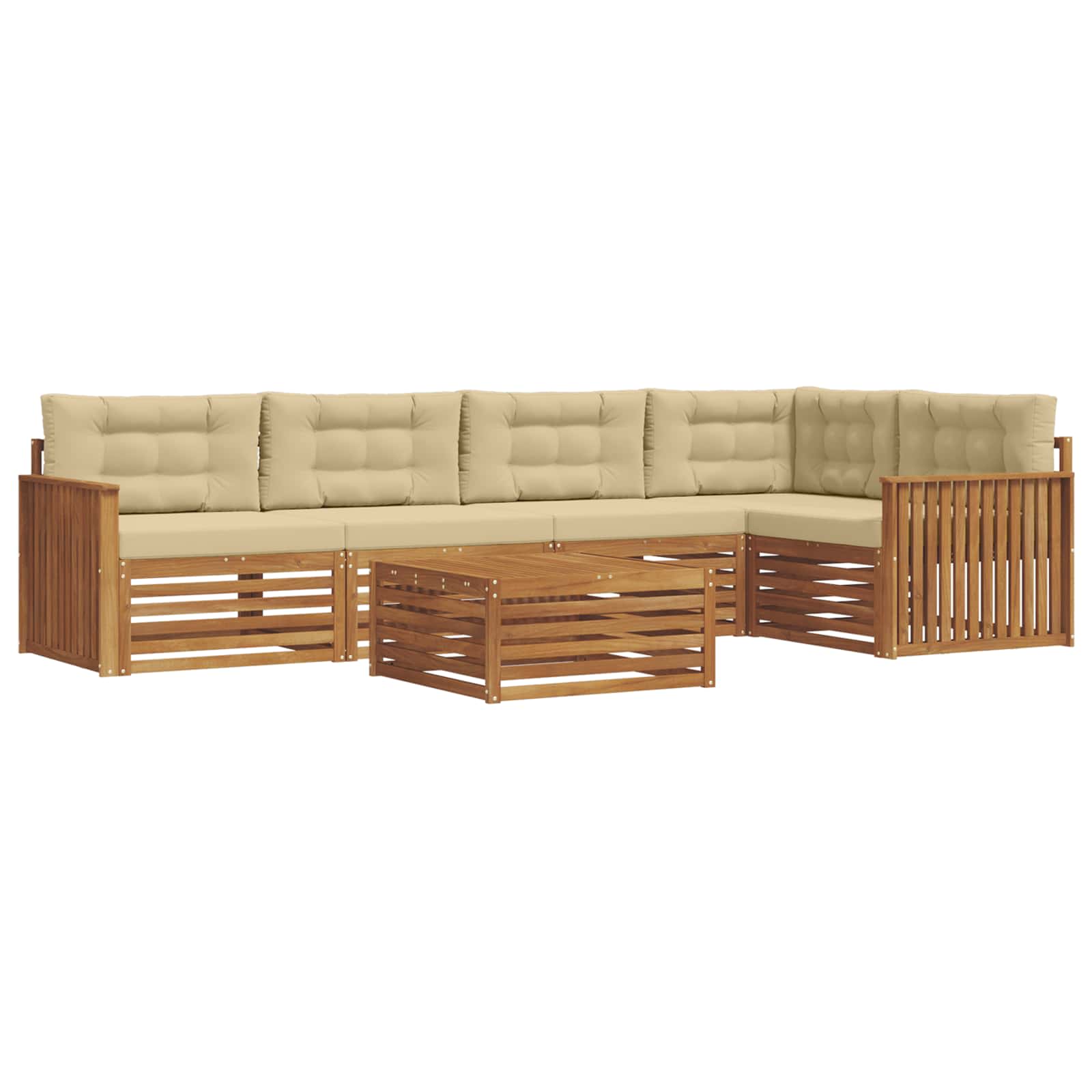 Outdoor-Sofagarnitur mit Kissen 6 pcs Natur und Beige