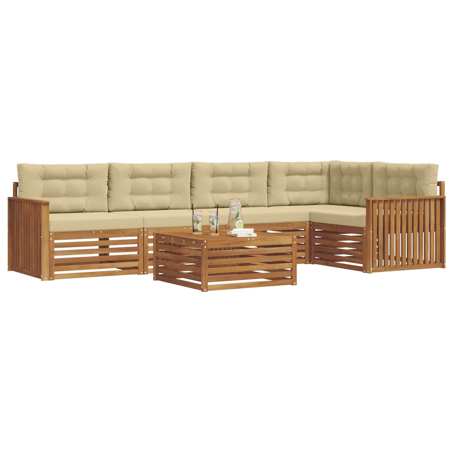 Outdoor-Sofagarnitur mit Kissen 6 pcs Natur und Beige