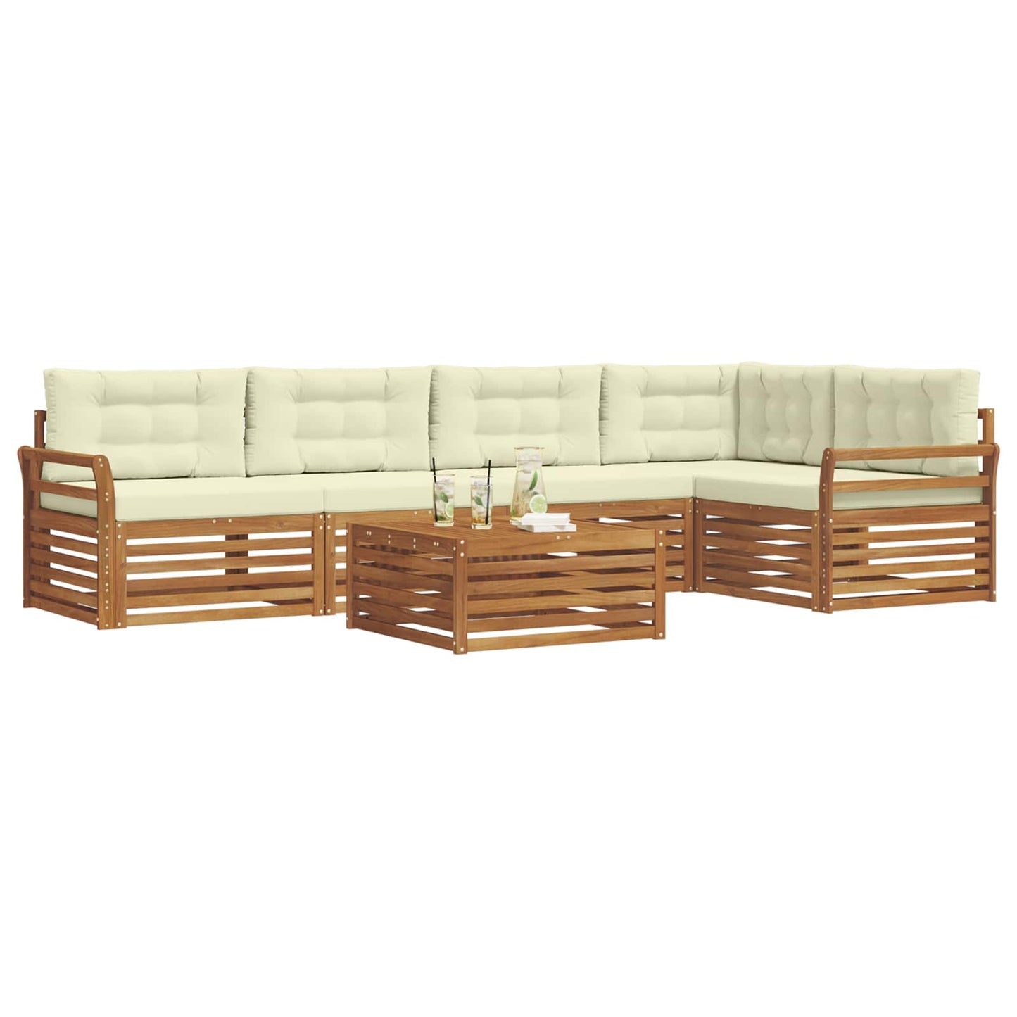 Outdoor-Sofagarnitur 6 stk. Natur und Creme