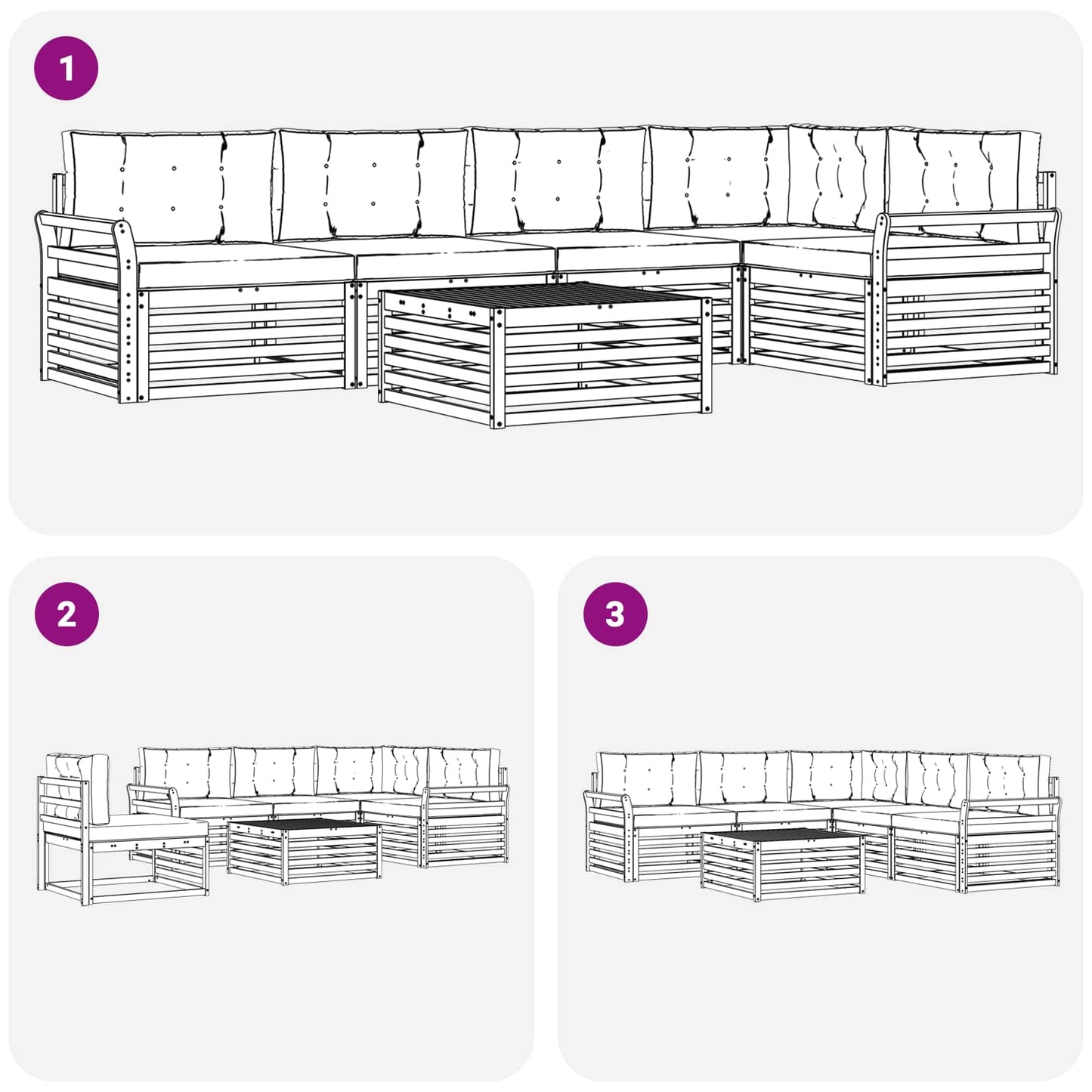 Outdoor-Sofagarnitur 6 stk. Natur und Creme