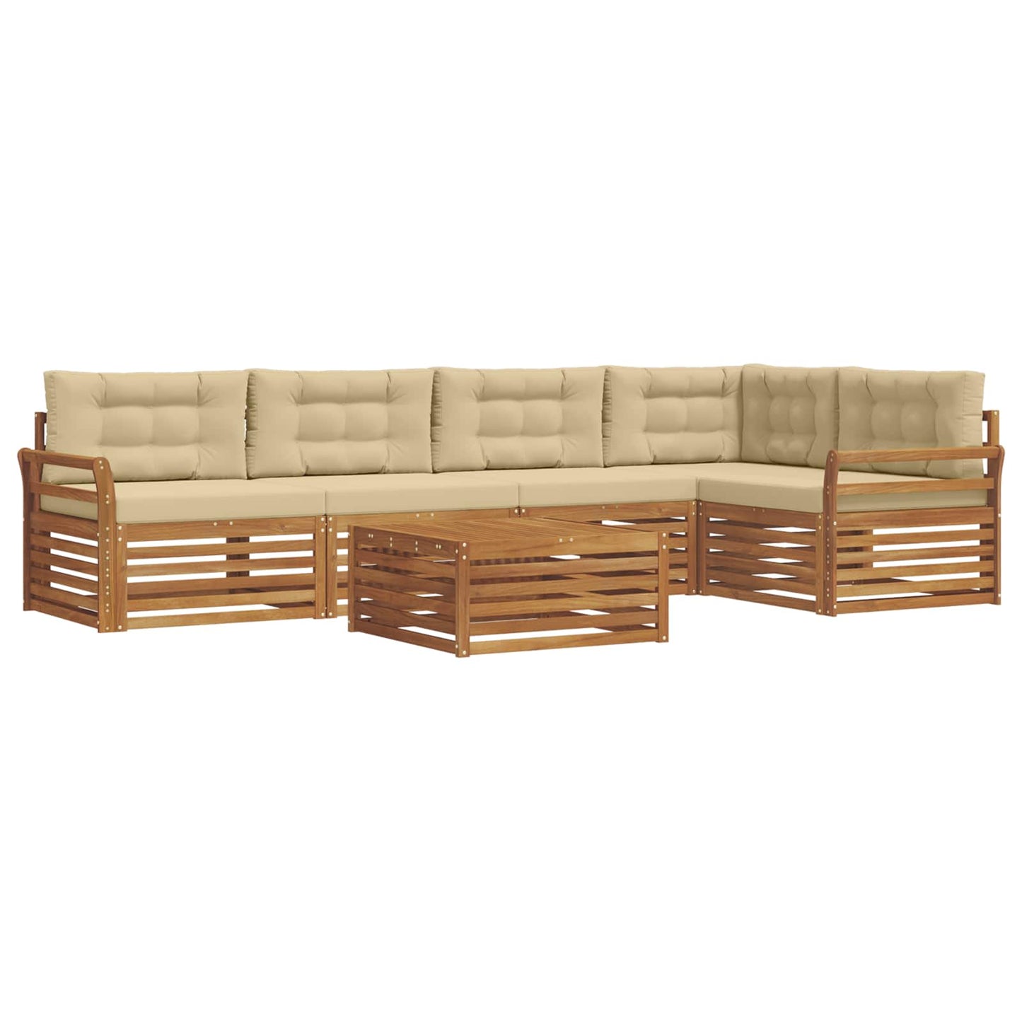 Outdoor-Sofagarnitur mit Kissen 6 pcs Natur und Beige