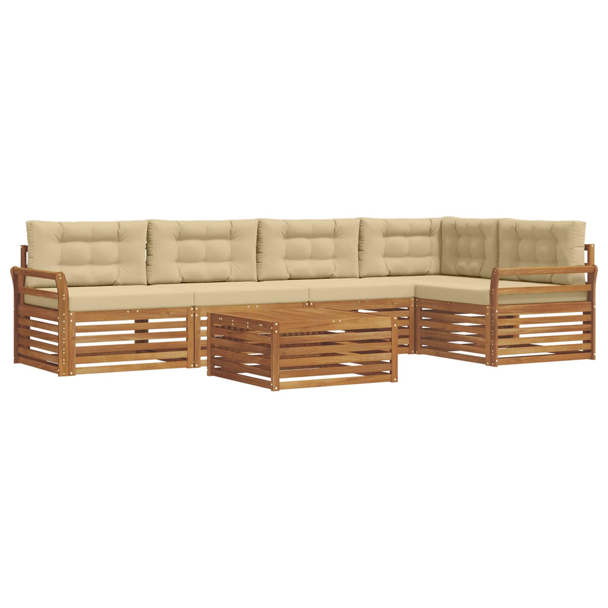 Outdoor-Sofagarnitur 6 stk. Natur und Beige
