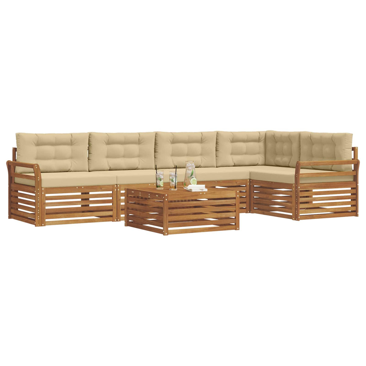 Outdoor-Sofagarnitur 6 stk. Natur und Beige