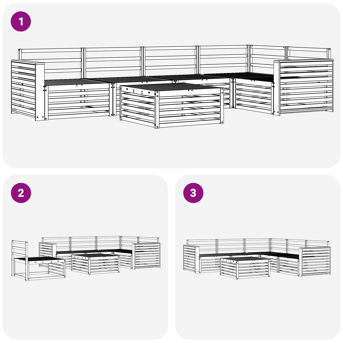 Outdoor-Sofagarnitur 6 pcs Natur