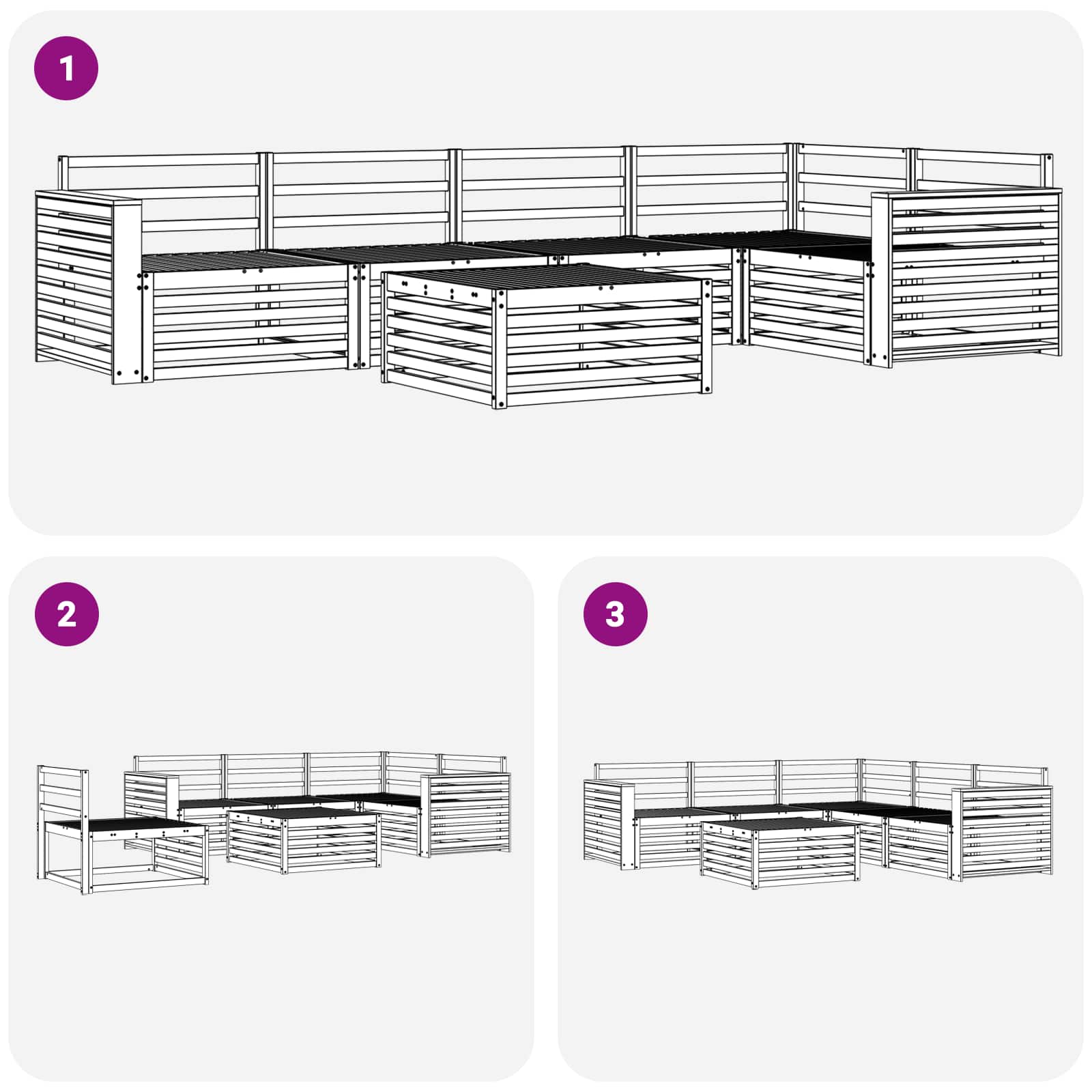 Outdoor-Sofagarnitur 6 pcs Natur