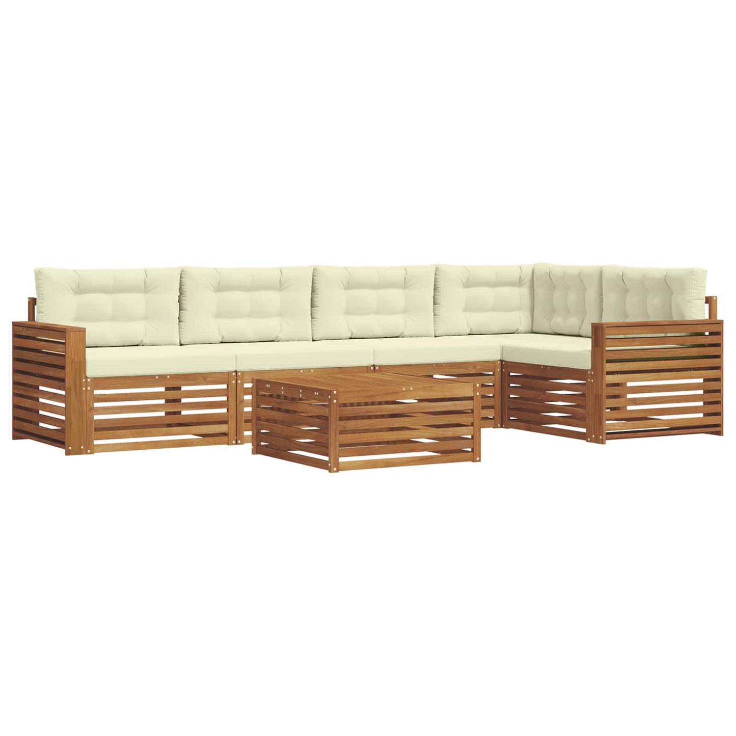 Outdoor-Sofagarnitur mit Kissen 6 pcs Natur und Creme