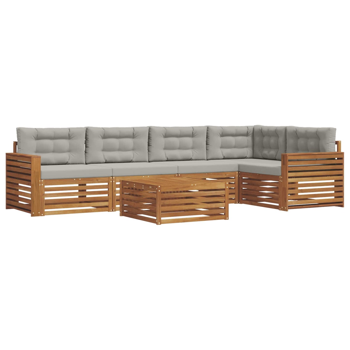 Outdoor-Sofagarnitur mit Kissen 6 pcs Natürlich und Hellgrau