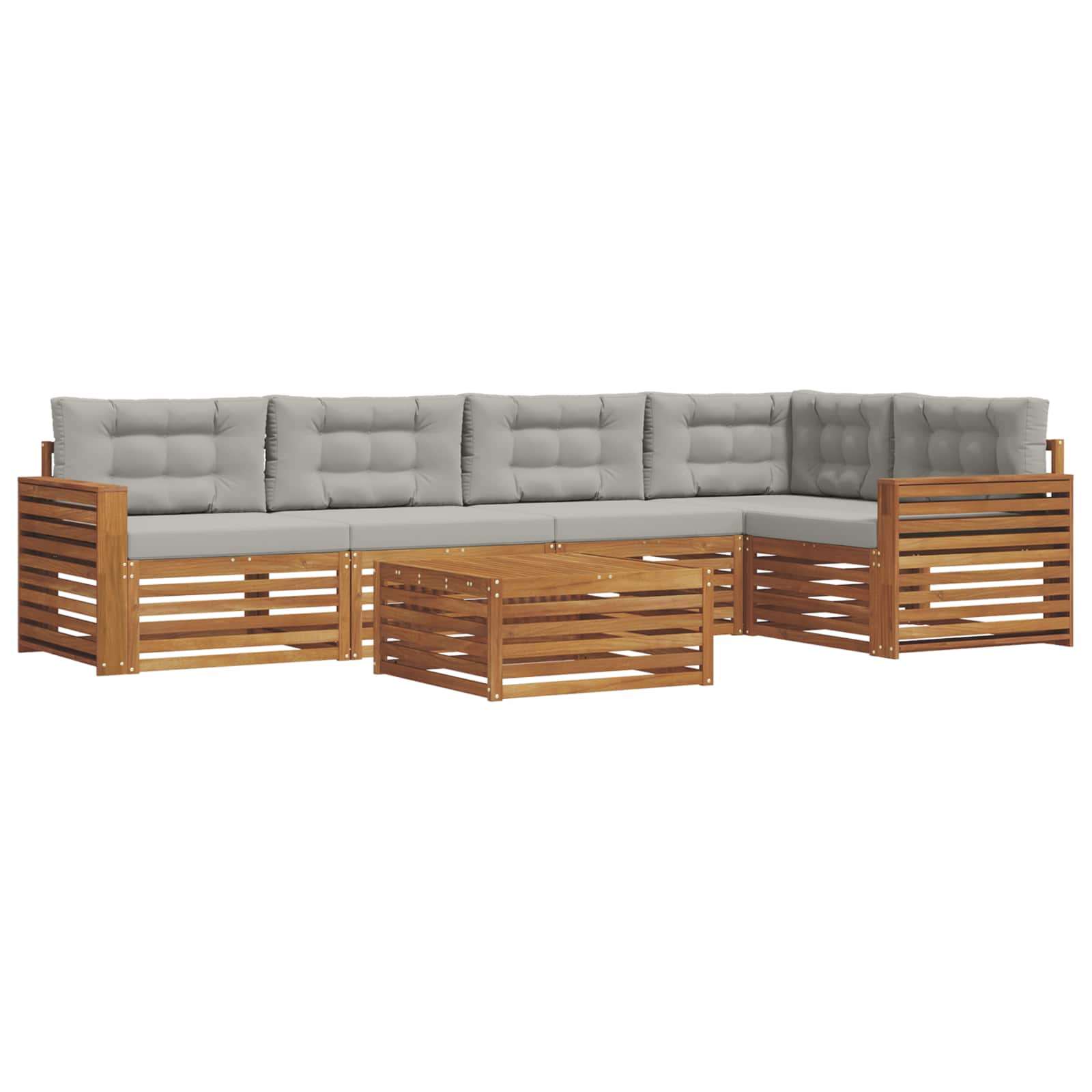 Outdoor-Sofagarnitur mit Kissen 6 pcs Natürlich und Hellgrau