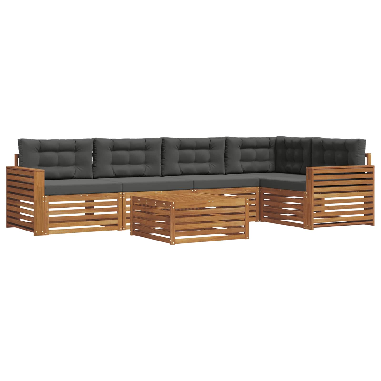 Outdoor-Sofagarnitur 6 stk. Natur und Anthrazit