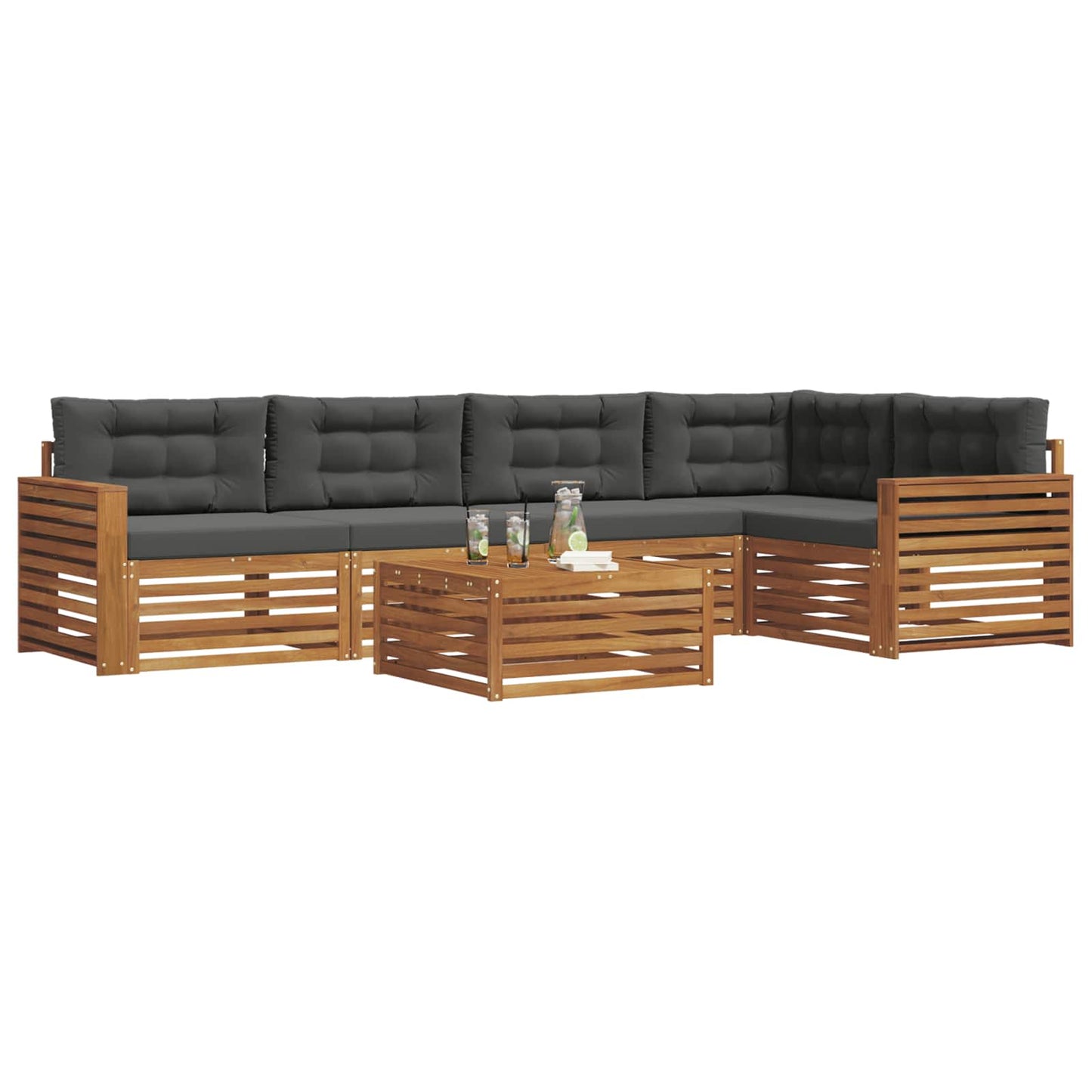 Outdoor-Sofagarnitur 6 stk. Natur und Anthrazit