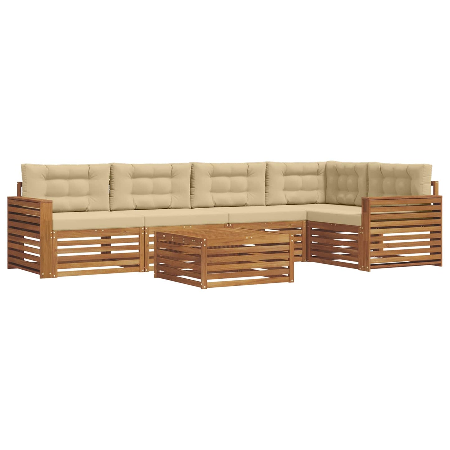 Outdoor-Sofagarnitur 6 stk. Natur und Beige