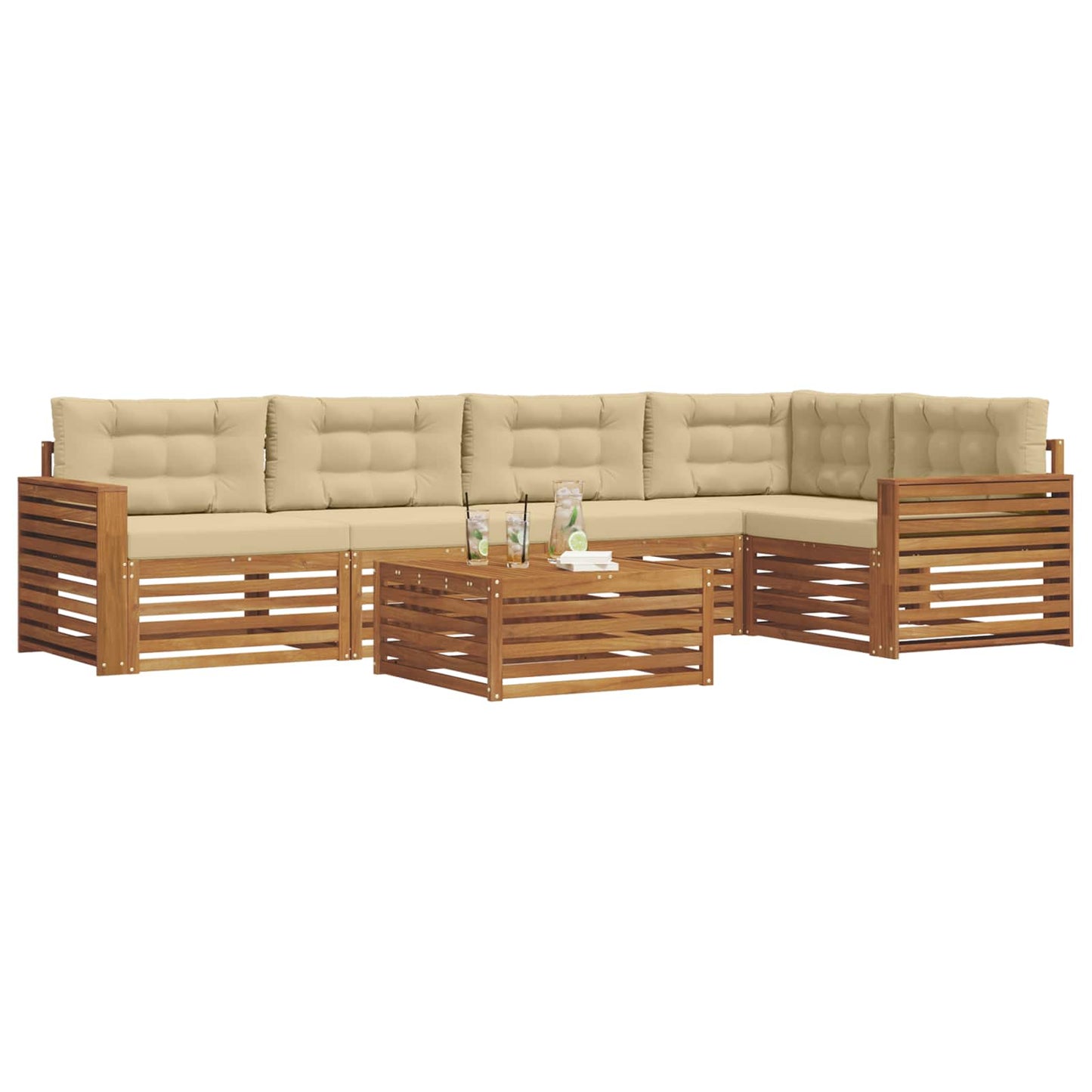 Outdoor-Sofagarnitur 6 stk. Natur und Beige