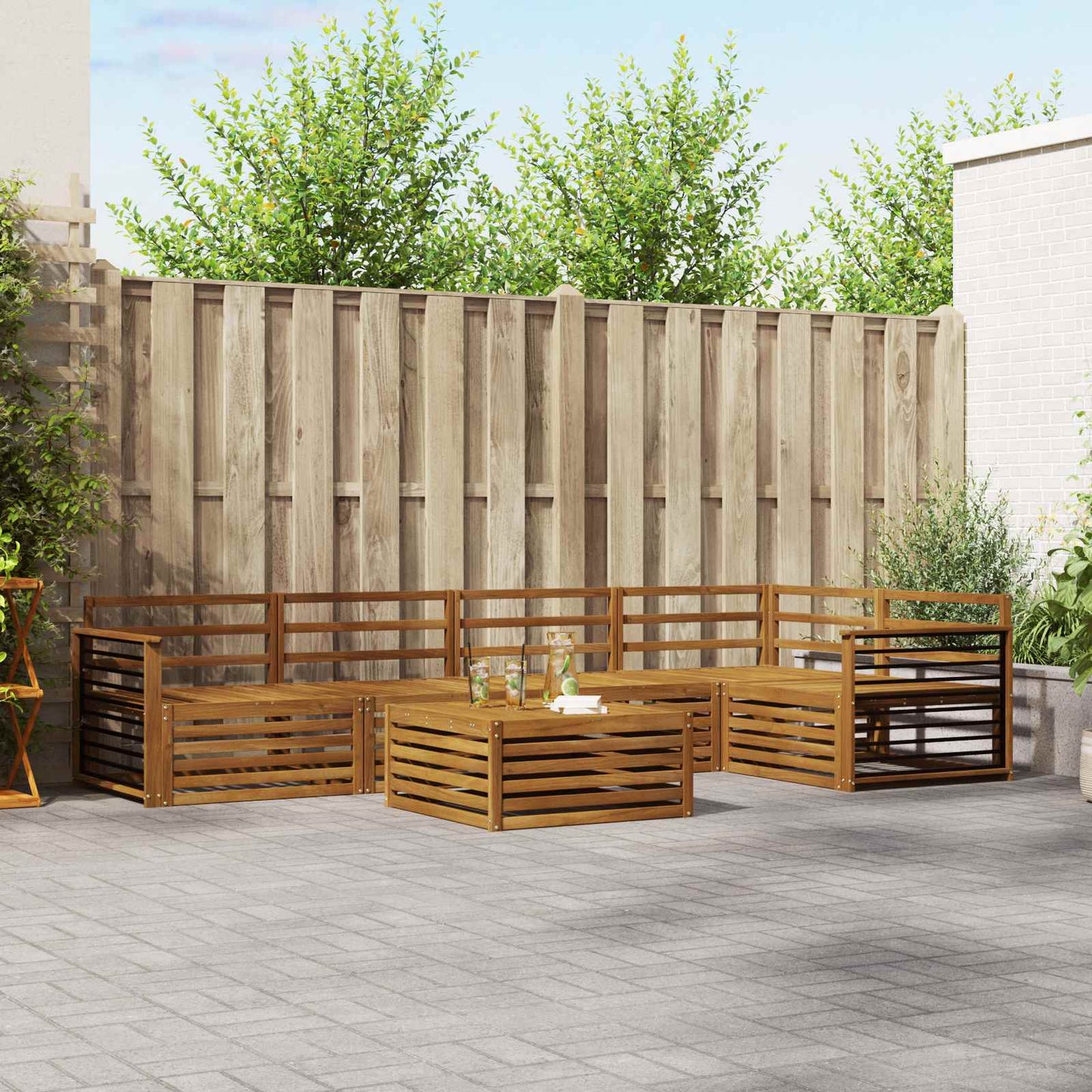 Outdoor-Sofagarnitur 6 pcs Natur