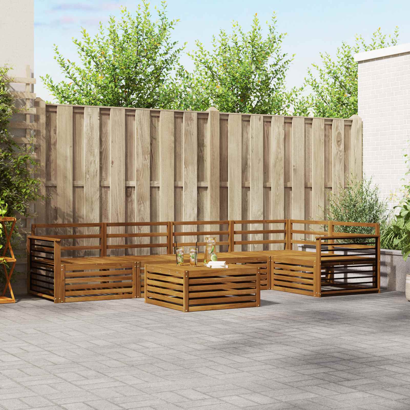 Outdoor-Sofagarnitur 6 pcs Natur