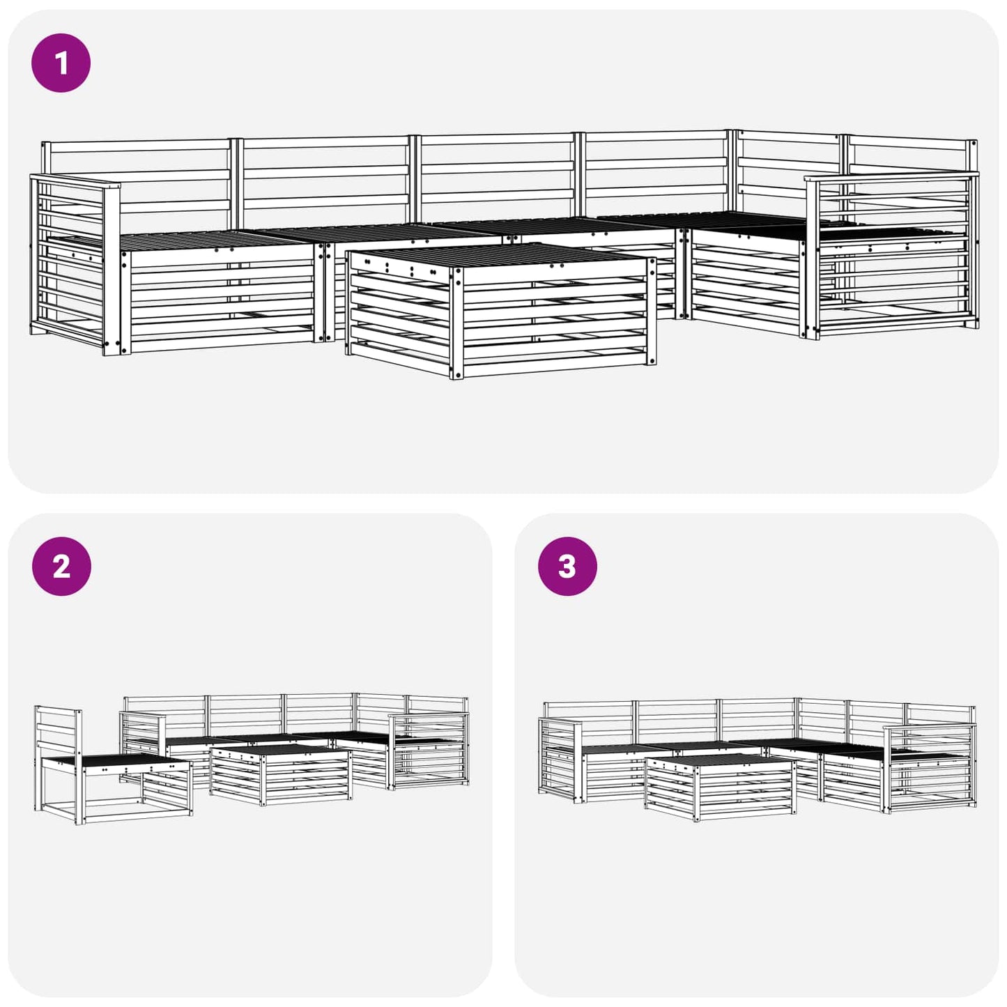 Outdoor-Sofagarnitur 6 pcs Natur