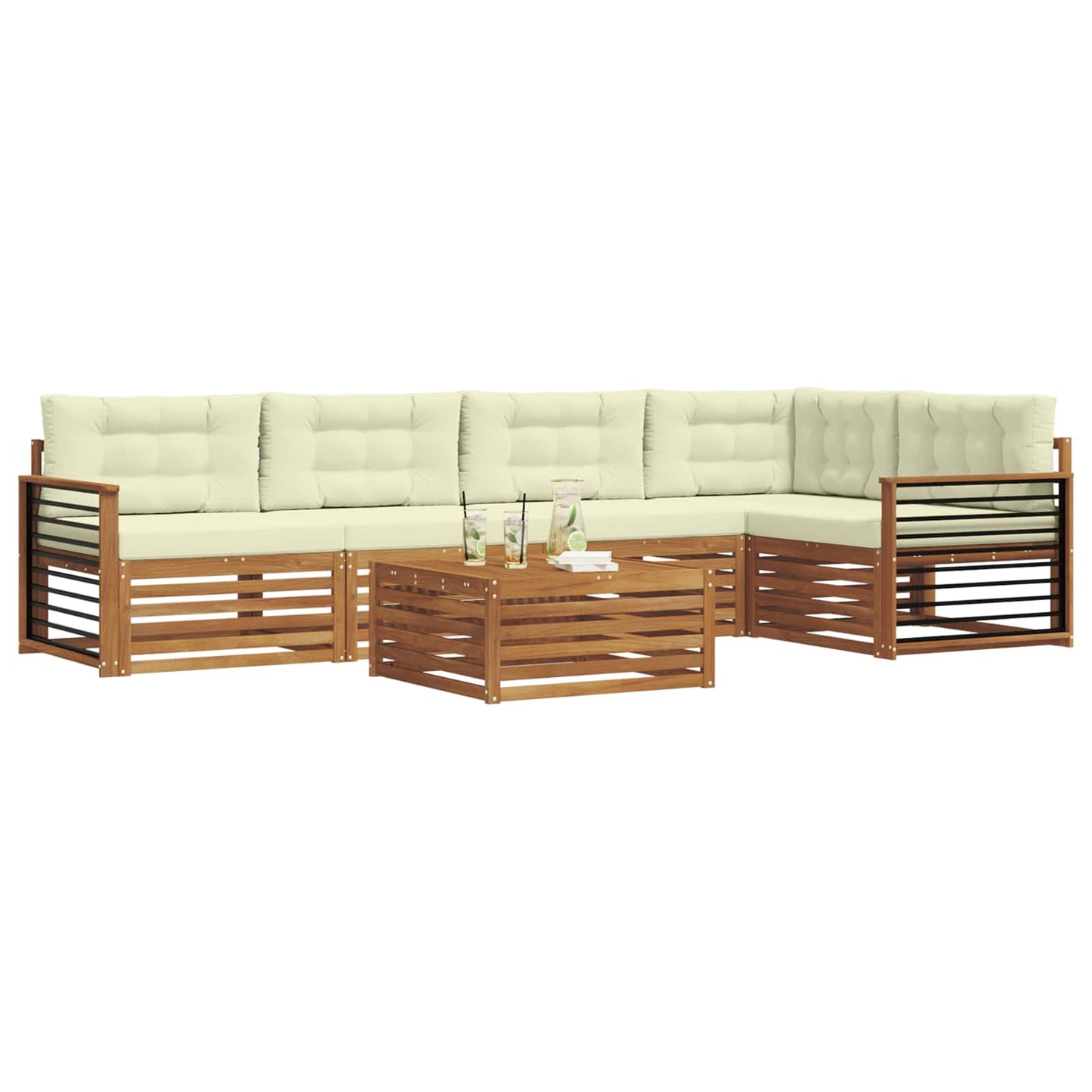Outdoor-Sofagarnitur 6 stk. Natur und Creme