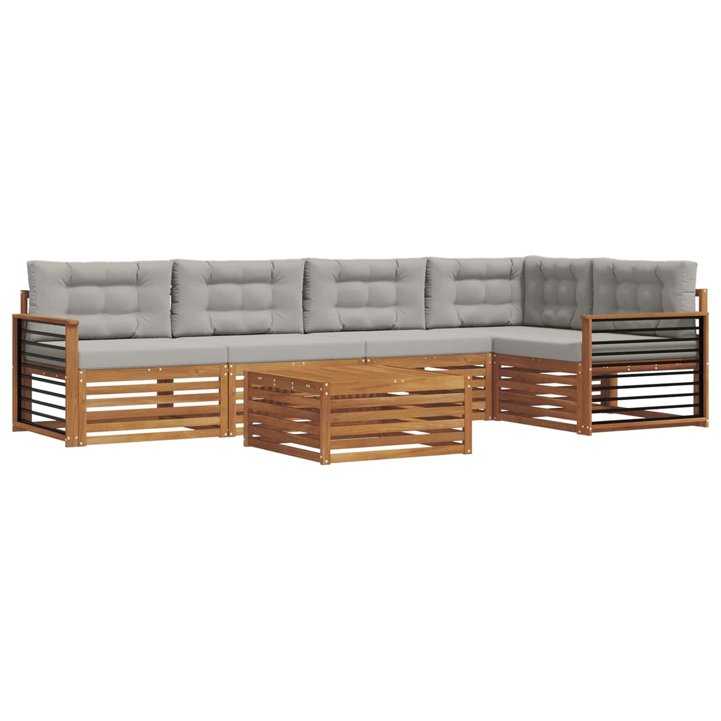 Outdoor-Sofagarnitur mit Kissen 6 pcs Natürlich und Hellgrau