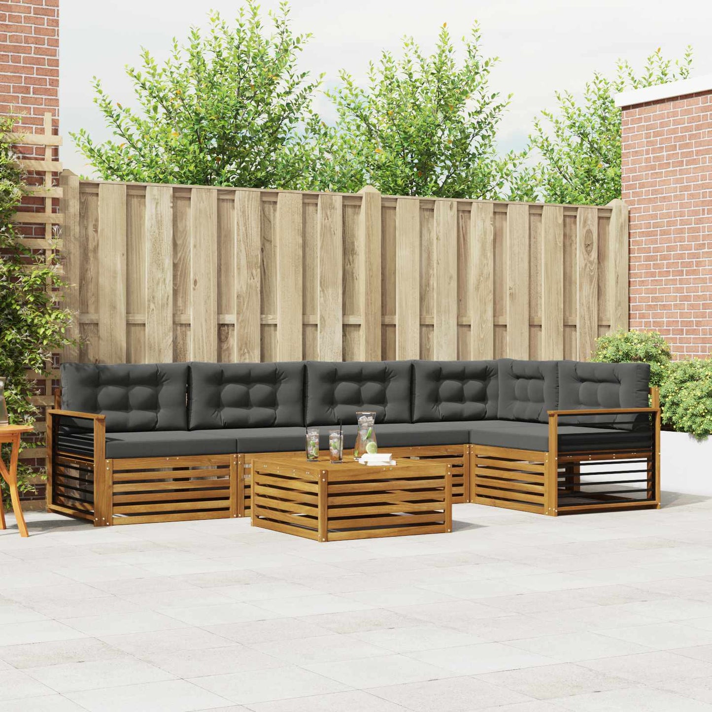 Outdoor-Sofagarnitur 6 stk. Natur und Anthrazit
