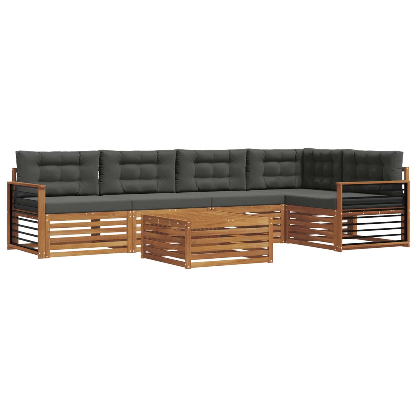 Outdoor-Sofagarnitur 6 stk. Natur und Anthrazit