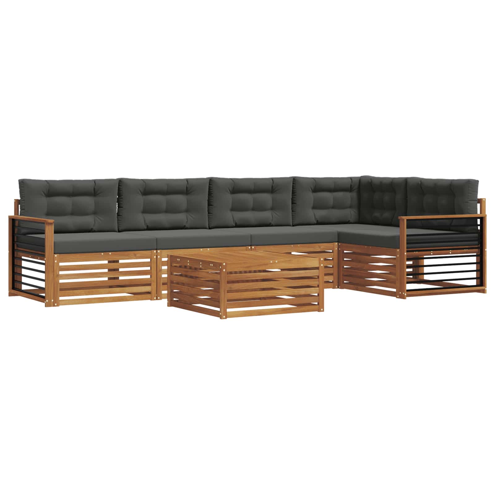 Outdoor-Sofagarnitur 6 stk. Natur und Anthrazit