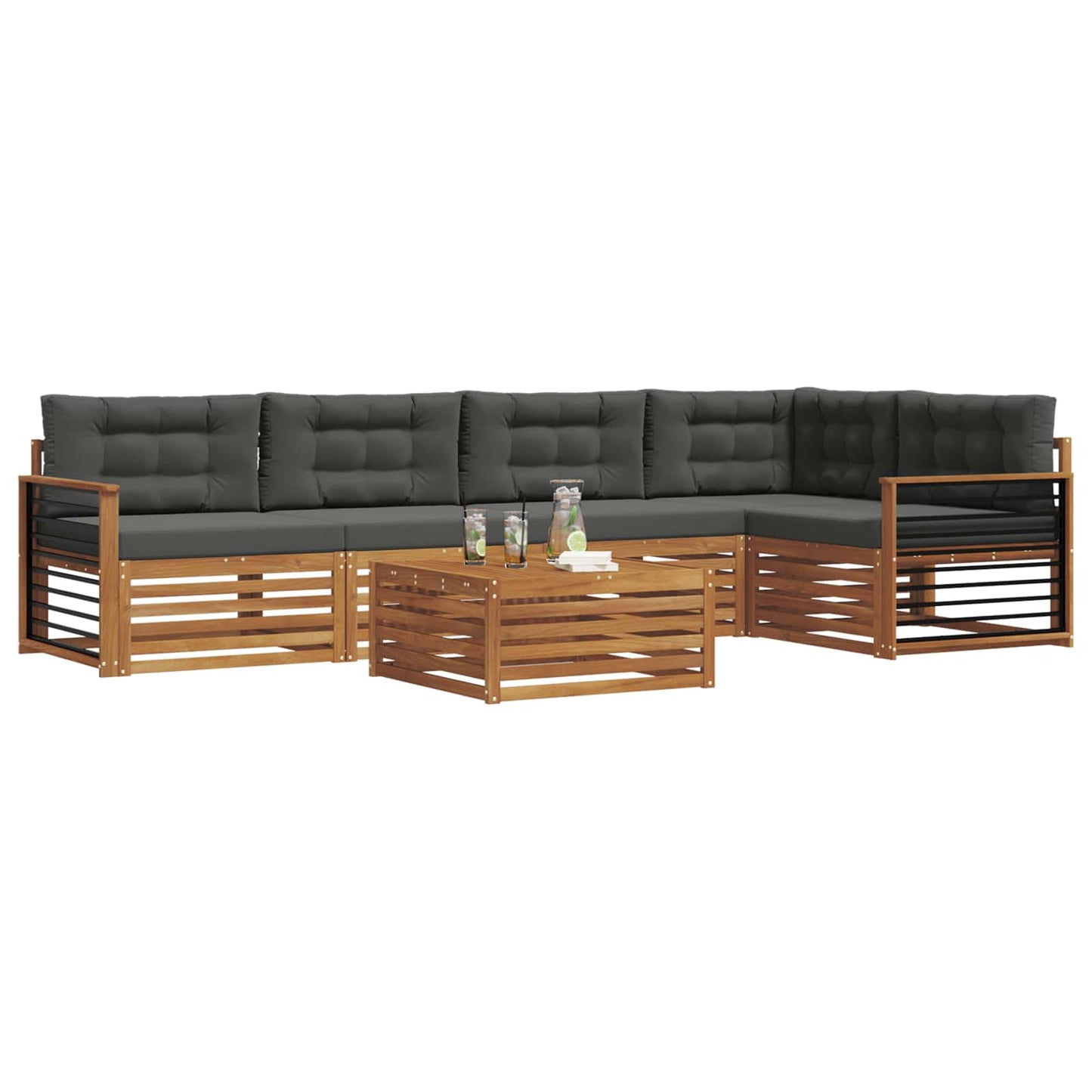 Outdoor-Sofagarnitur 6 stk. Natur und Anthrazit