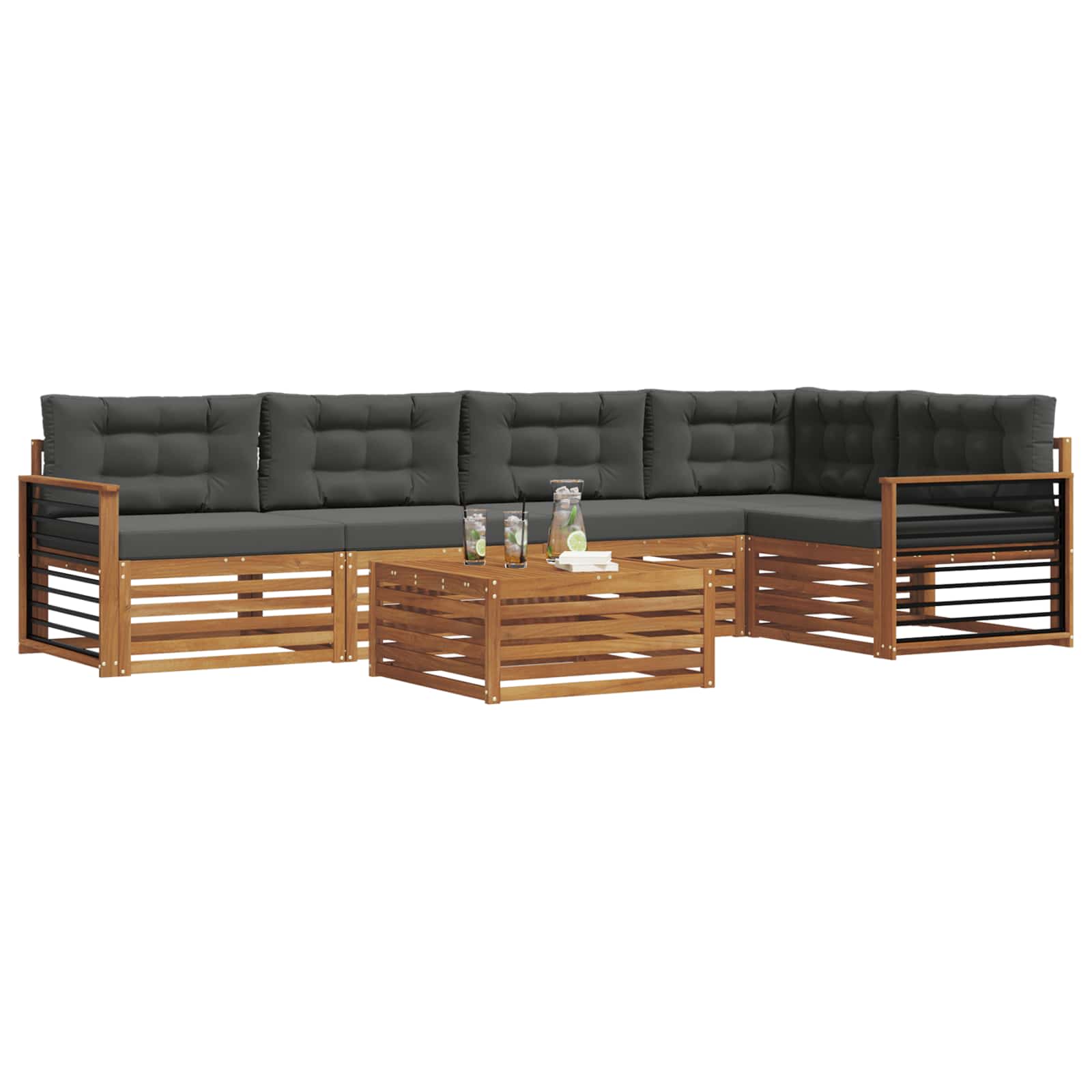 Outdoor-Sofagarnitur 6 stk. Natur und Anthrazit