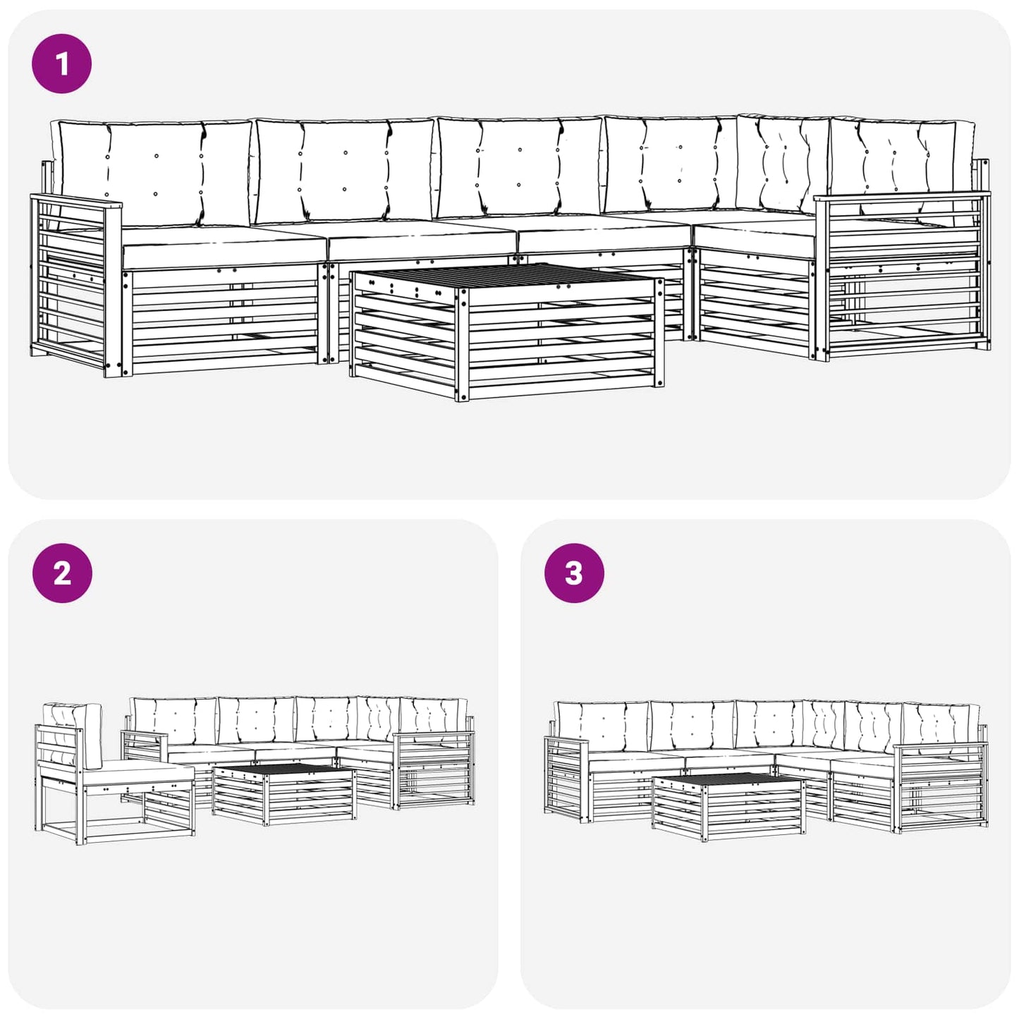 Outdoor-Sofagarnitur 6 stk. Natur und Anthrazit