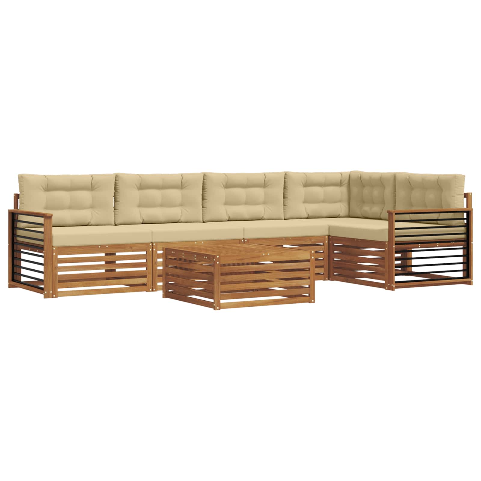 Outdoor-Sofagarnitur 6 stk. Natur und Beige