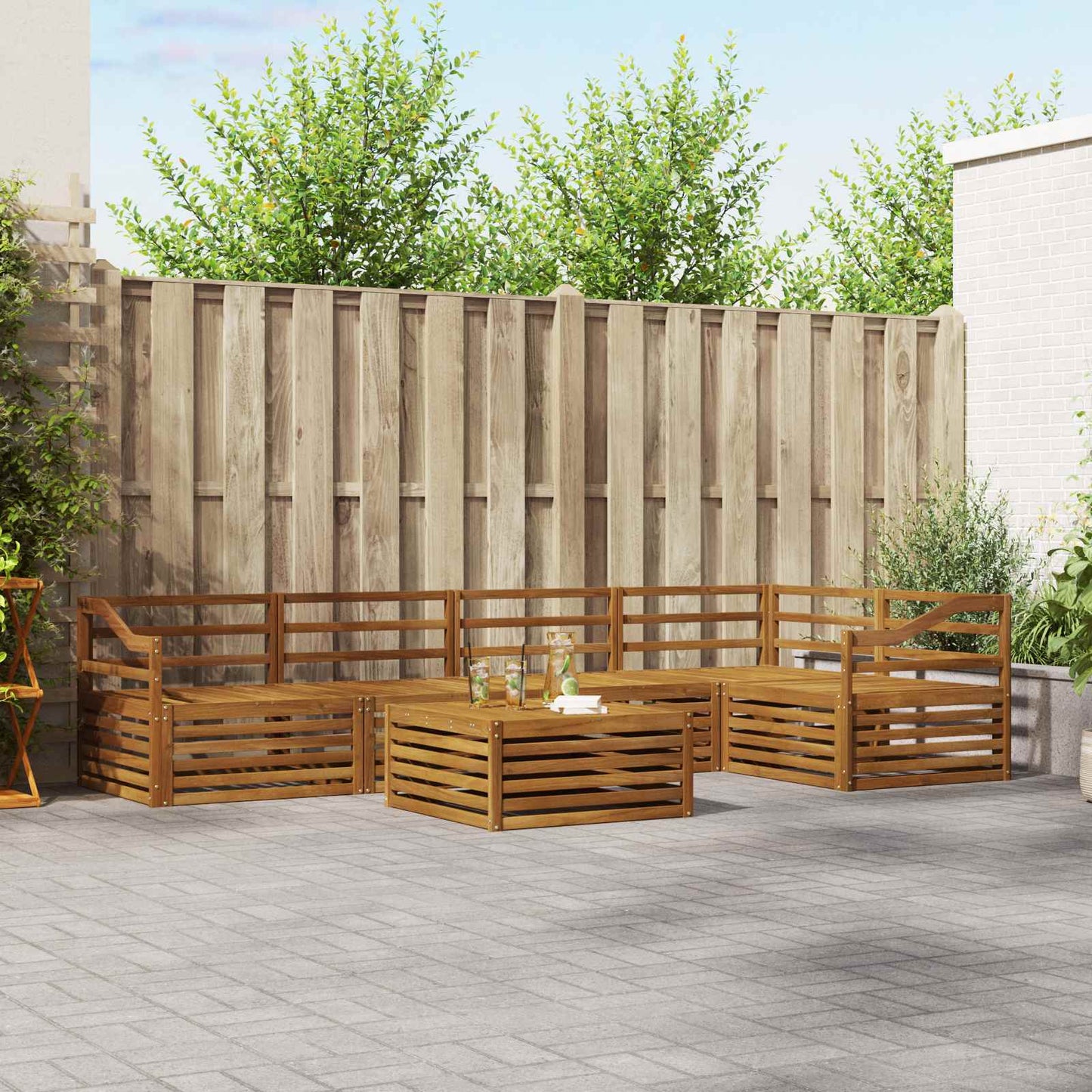 Outdoor-Sofagarnitur 6 pcs Natur