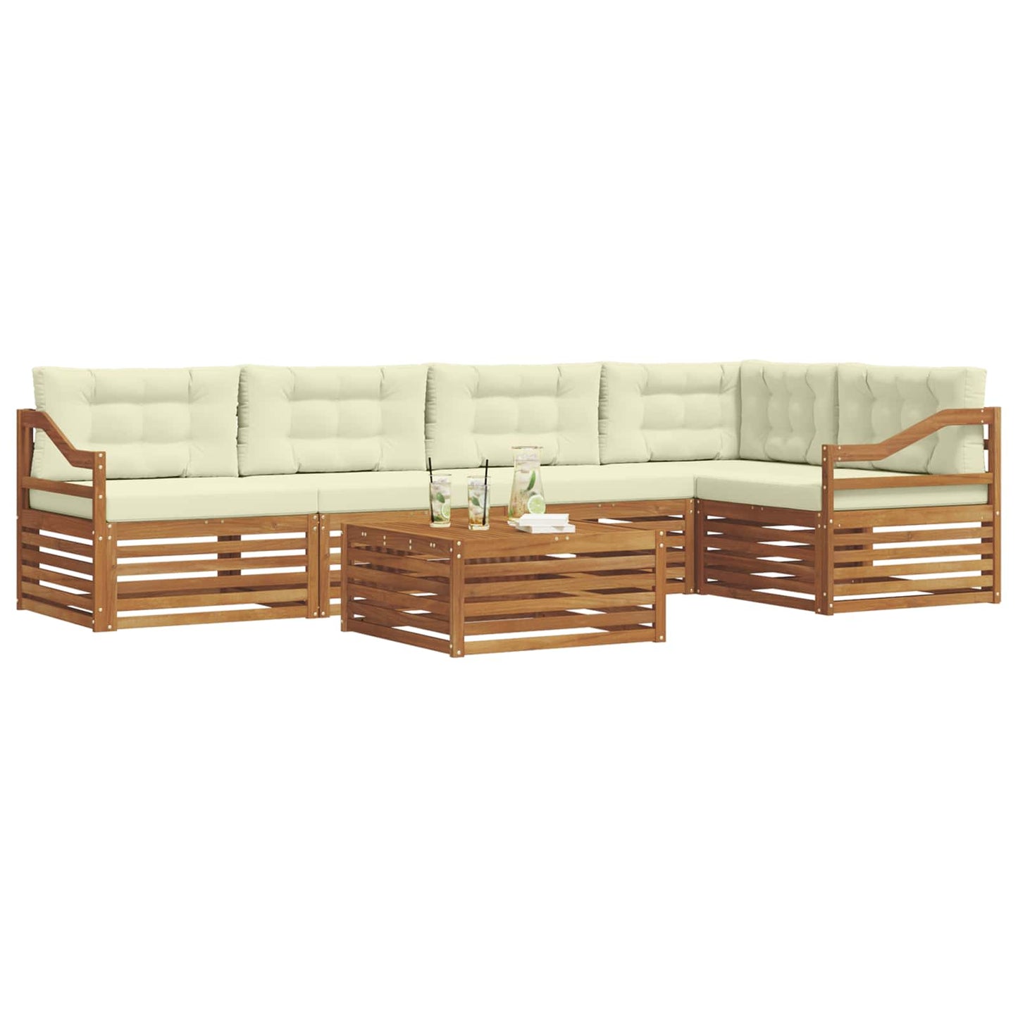 Outdoor-Sofagarnitur 6 stk. Natur und Creme
