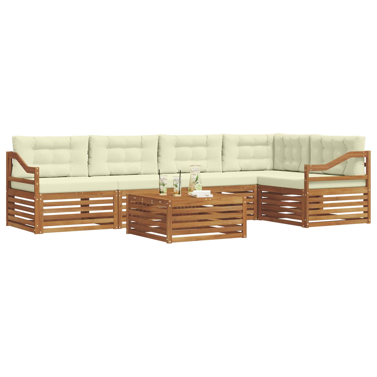 Outdoor-Sofagarnitur 6 stk. Natur und Creme