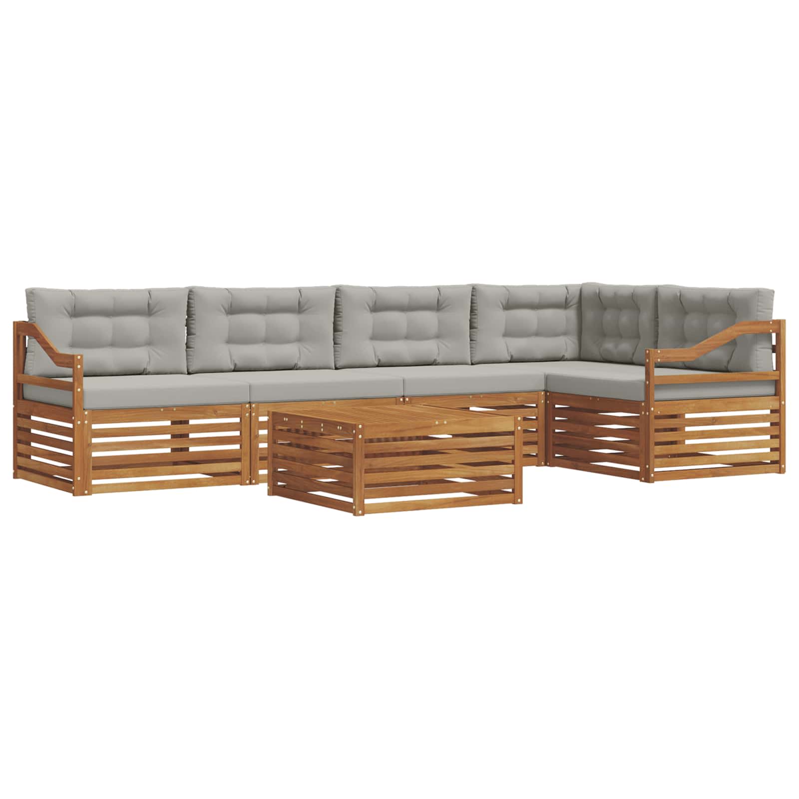 Outdoor-Sofagarnitur mit Kissen 6 pcs Natürlich und Hellgrau