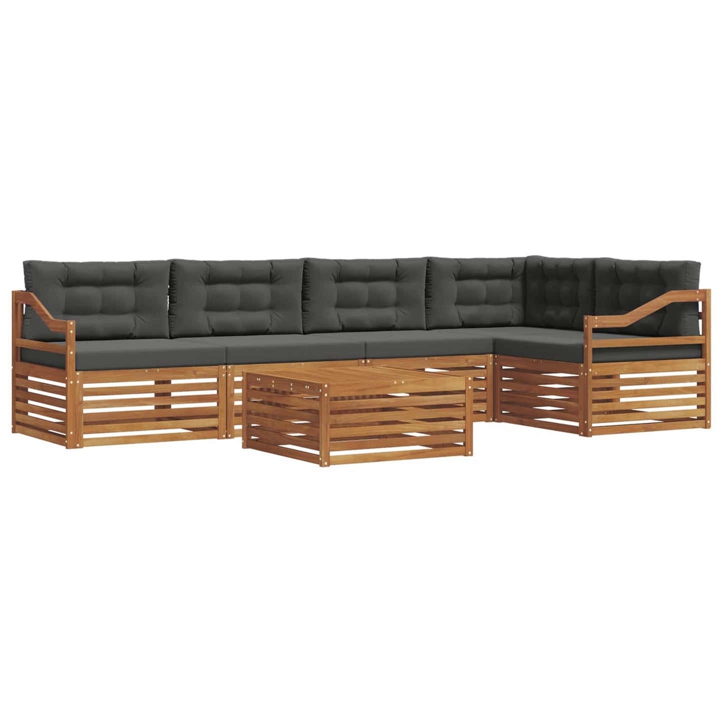 Outdoor-Sofagarnitur mit Kissen 6 pcs Natur und Anthrazit