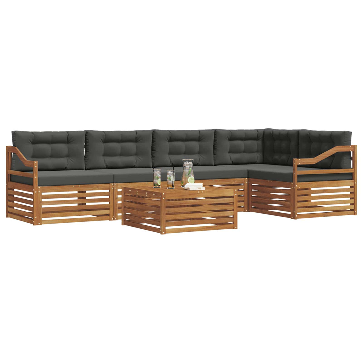 Outdoor-Sofagarnitur 6 stk. Natur und Anthrazit