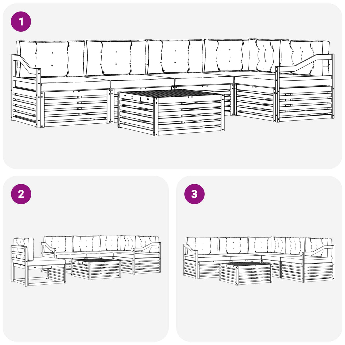 Outdoor-Sofagarnitur 6 stk. Natur und Anthrazit