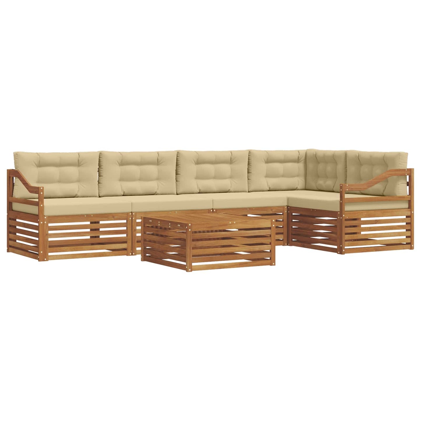 Outdoor-Sofagarnitur 6 stk. Natur und Beige