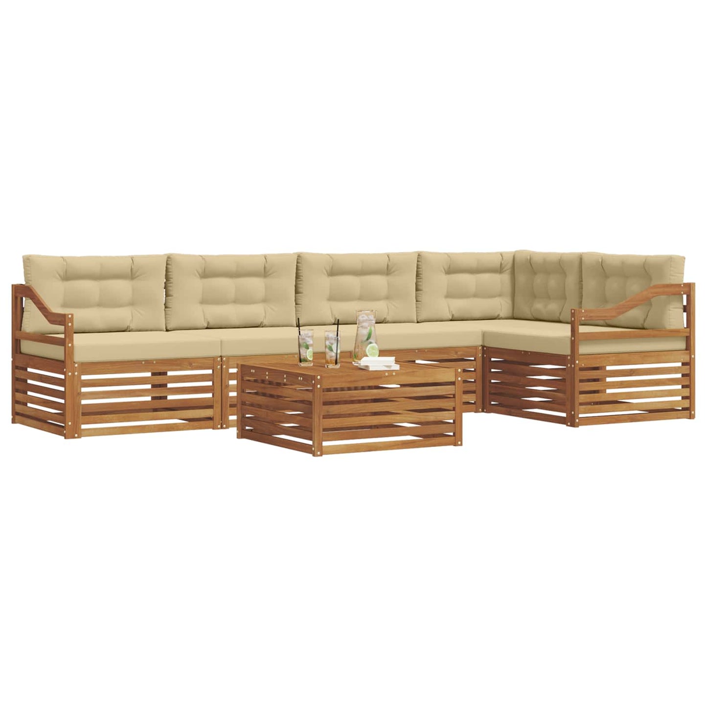 Outdoor-Sofagarnitur 6 stk. Natur und Beige