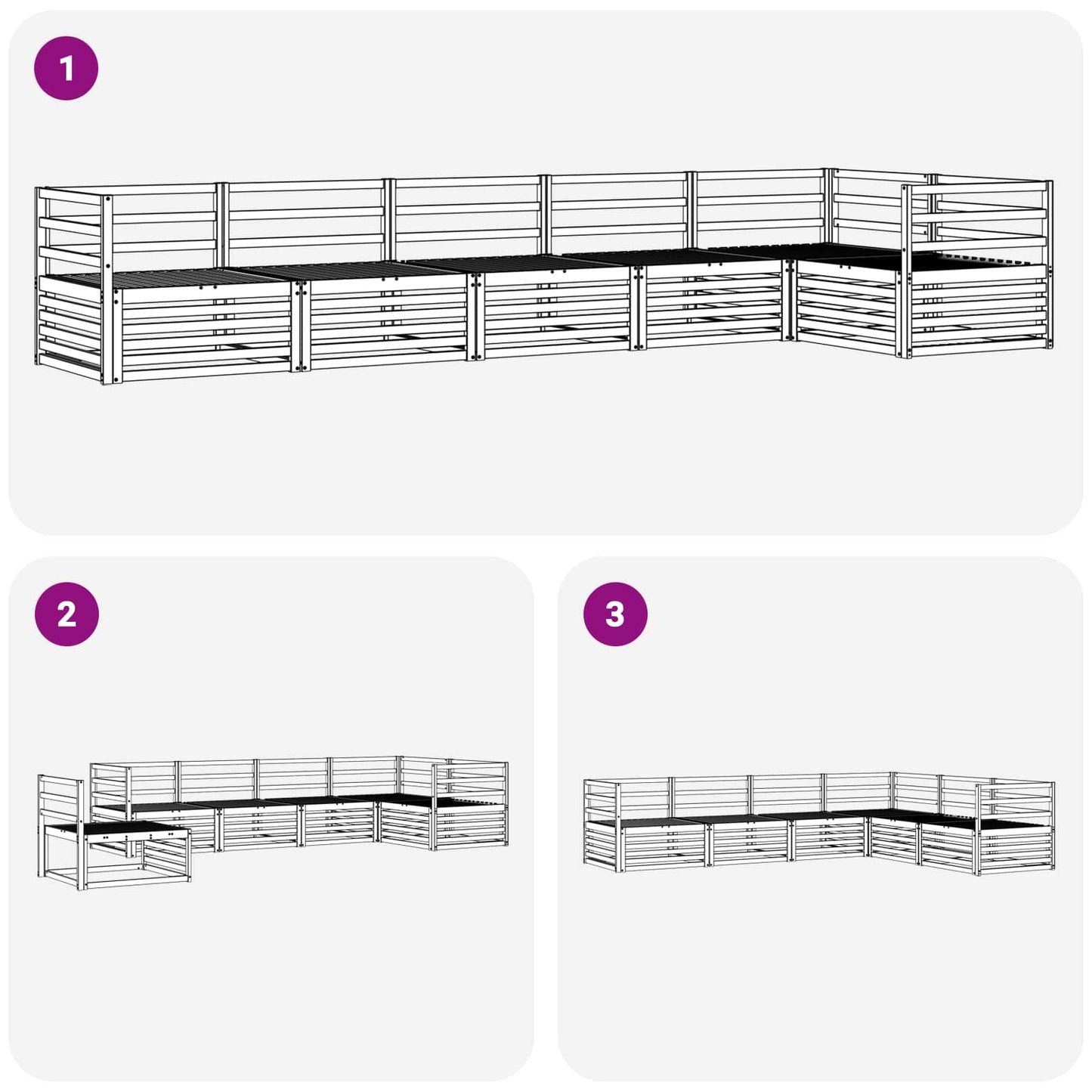 Outdoor-Sofagarnitur 6 pcs Natur Massivholz Akazie