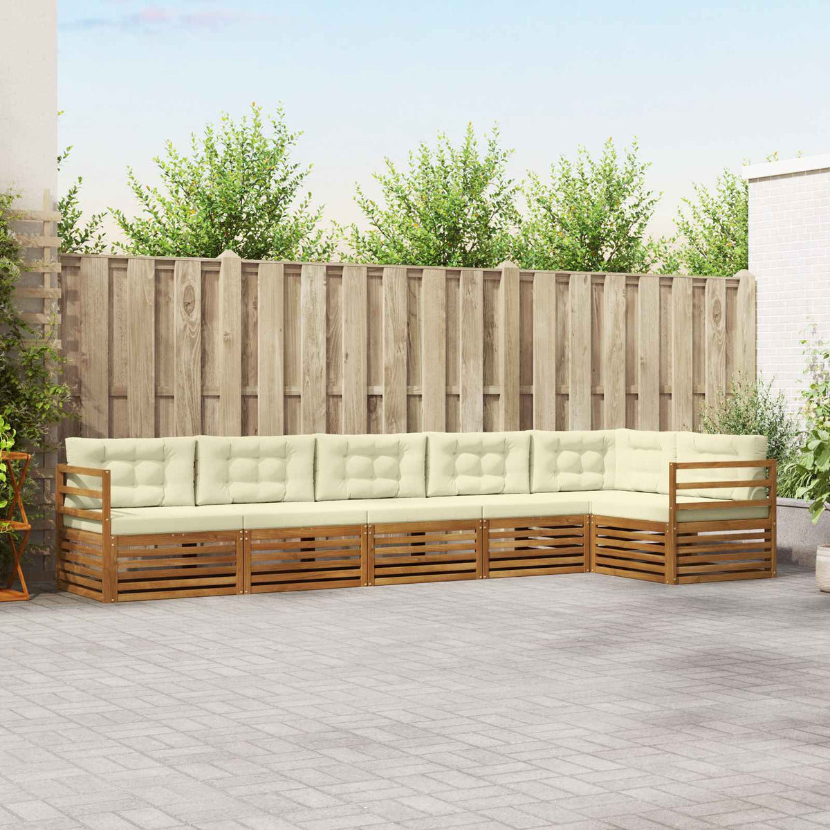 Outdoor-Sofagarnitur 6 stk. Natur und Creme