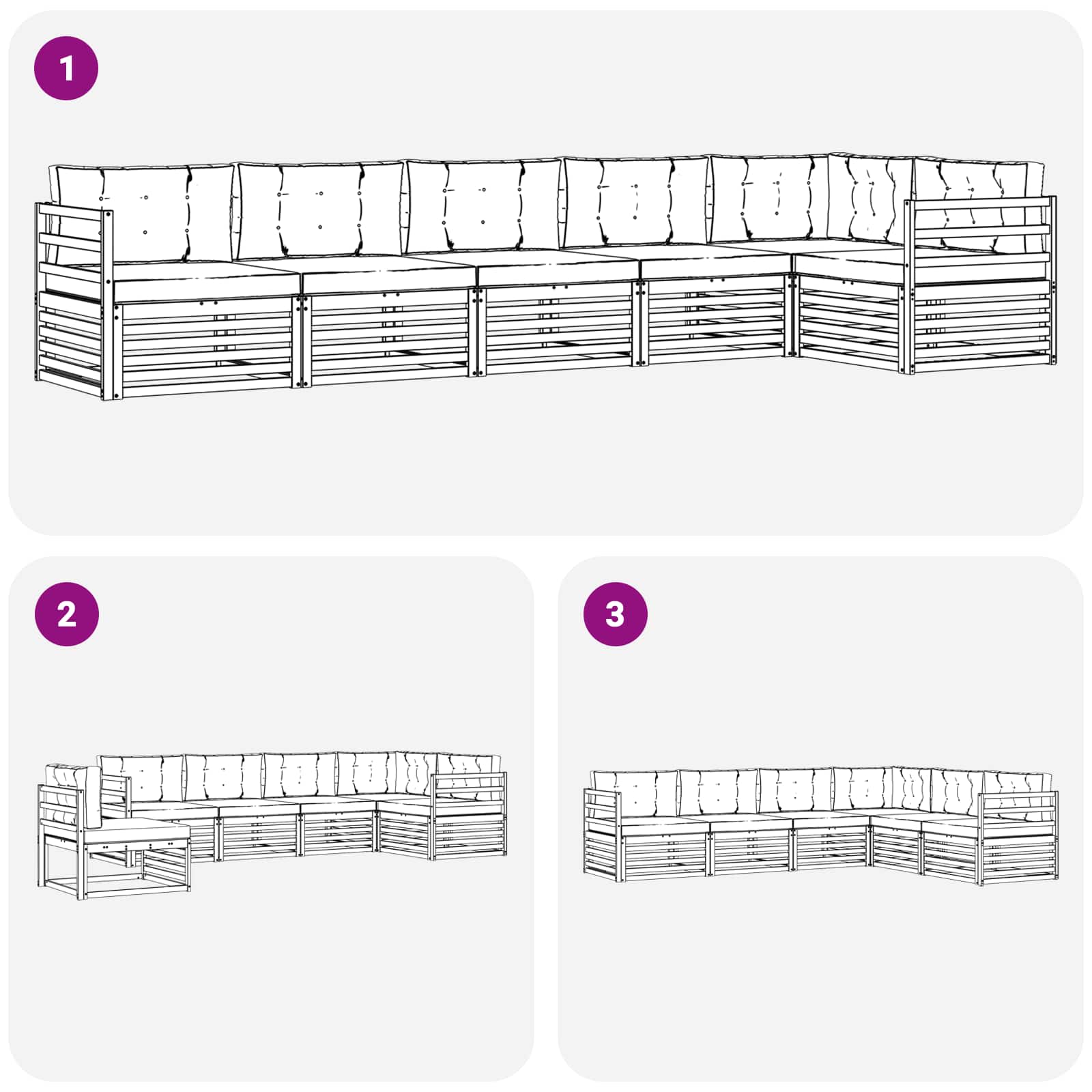 Outdoor-Sofagarnitur mit Kissen 6 pcs Natur und Beige